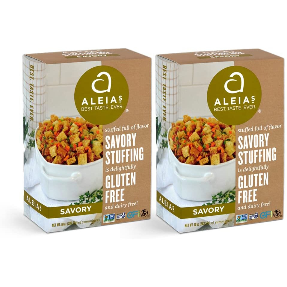Aleia's Best. Taste. Ever. Savory Stuffing Mix - 10 Oz / 2 Pack - Authentic Taste, Classic Stuffing For Gluten Free Recipes, Certified Gluten Free, Non-Gmo, Corn Free, Soy Free, Dairy Free, Low Sodium, Kosher