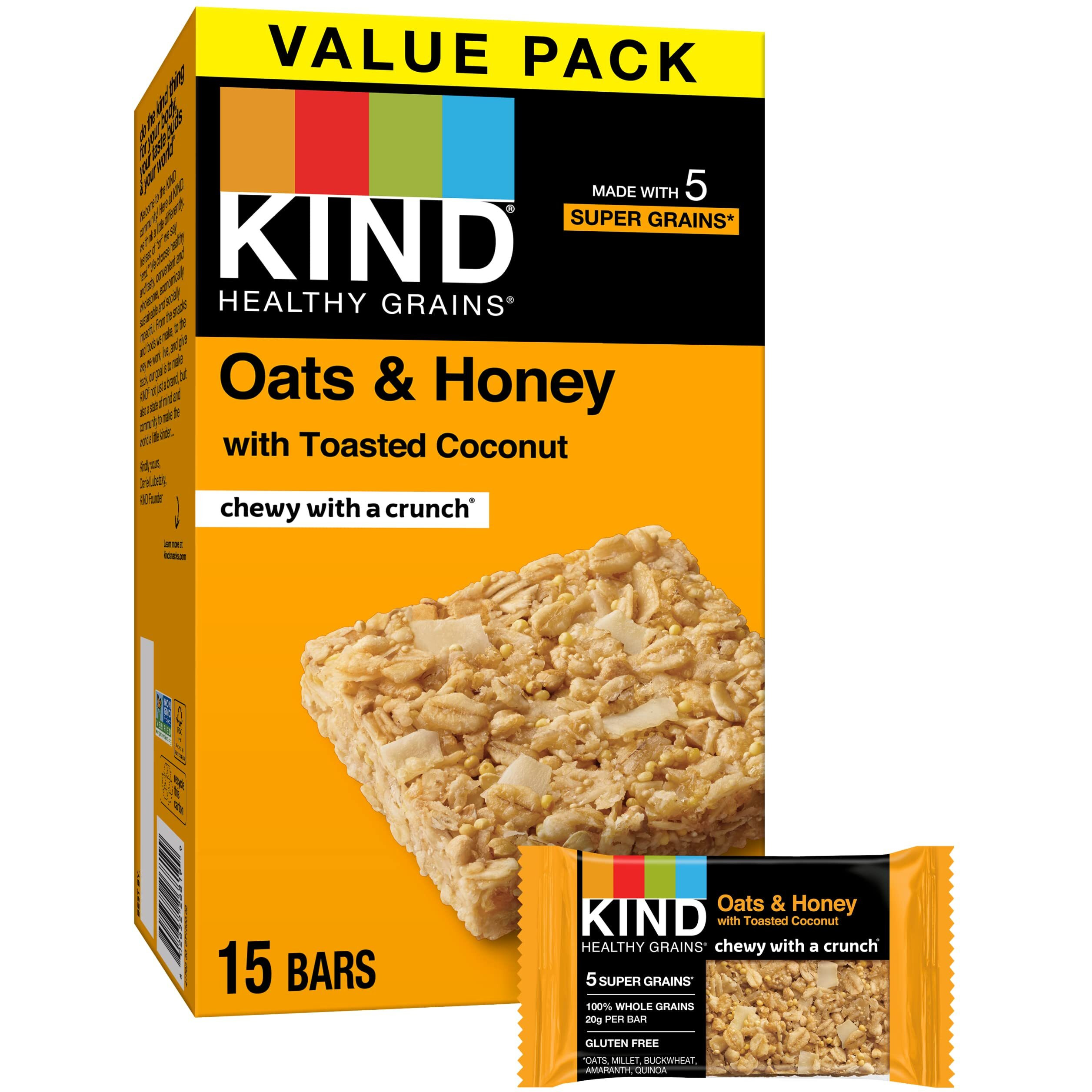 Kind Healthy Grains Bars, Oats & Honey, Gluten Free, 15 Count