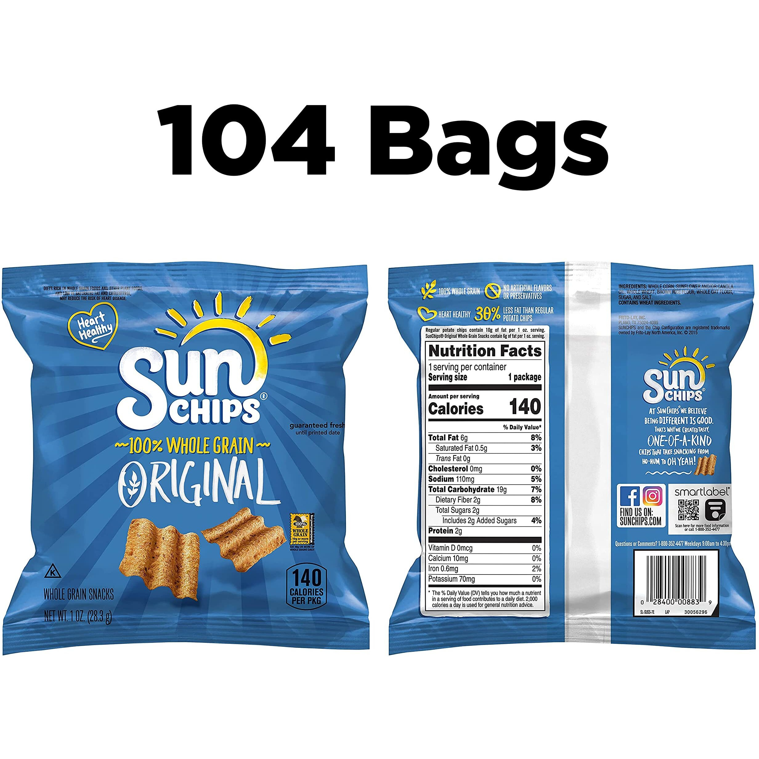 Sunchips Original Multigrain Snacks, 1 Ounce (Pack Of 104)