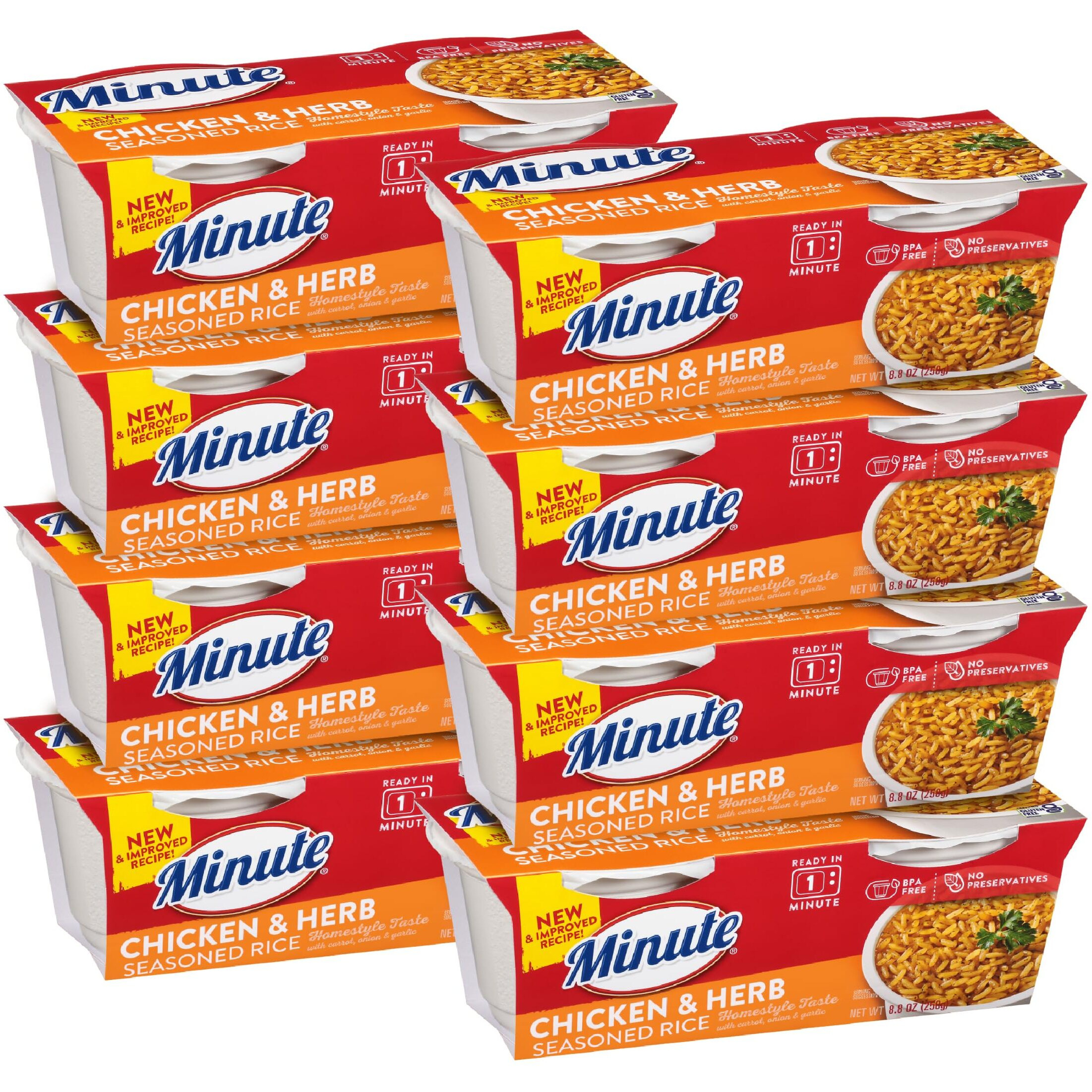Minute Ready-To-Serve Chicken- And Herb-Flavored Rice, Microwavable Rice Cups, 4.4-Ounce Cups, 2 Count, (Pack Of 8)