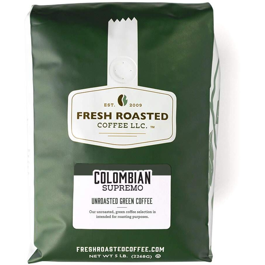 Fresh Roasted Coffee, Unroasted Colombian, Kosher, 5 Pound