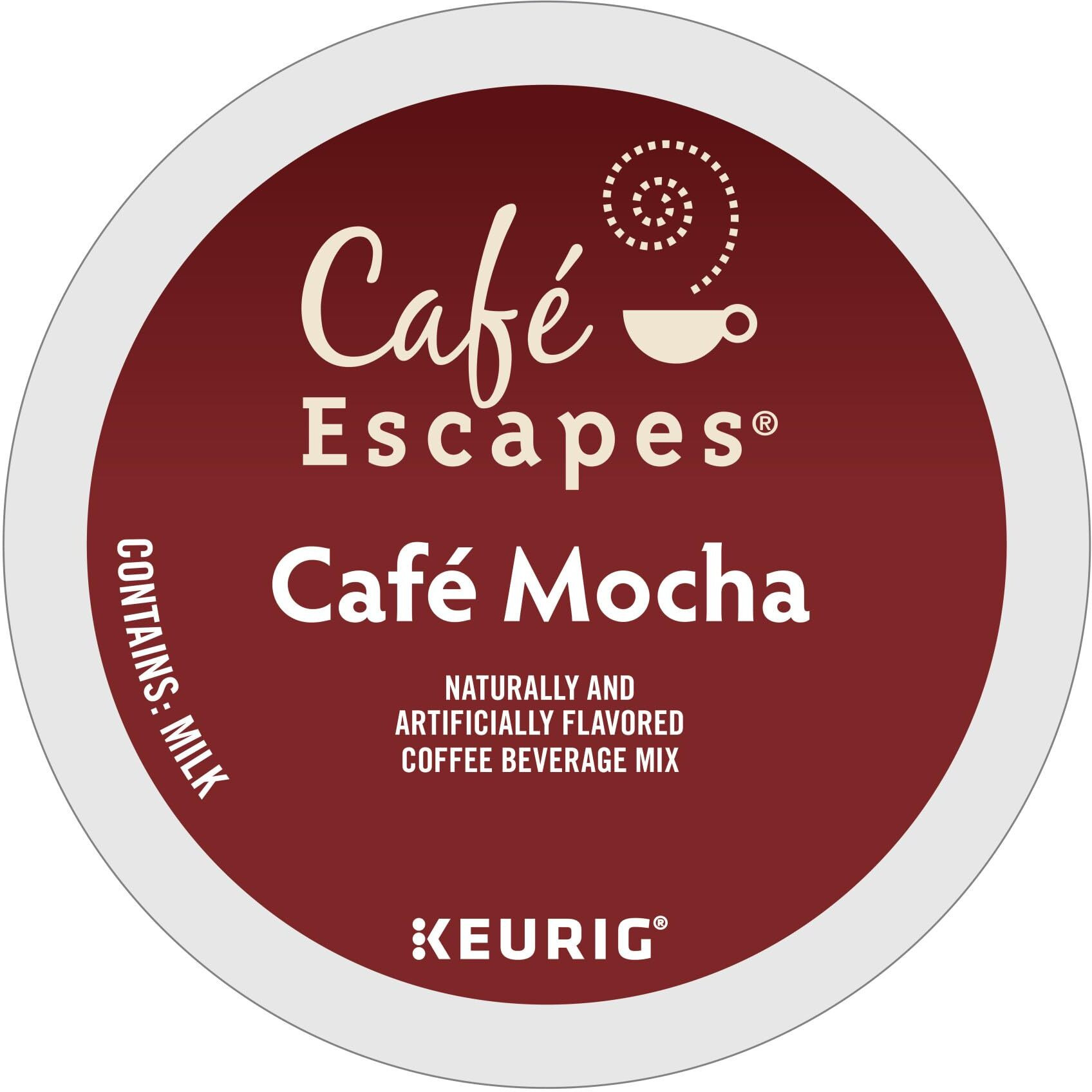 Cafe Escapes, Cafe Mocha Coffee Beverage, Single-Serve Keurig K-Cup Pods, 48 Count (2 Boxes Of 24 Pods)