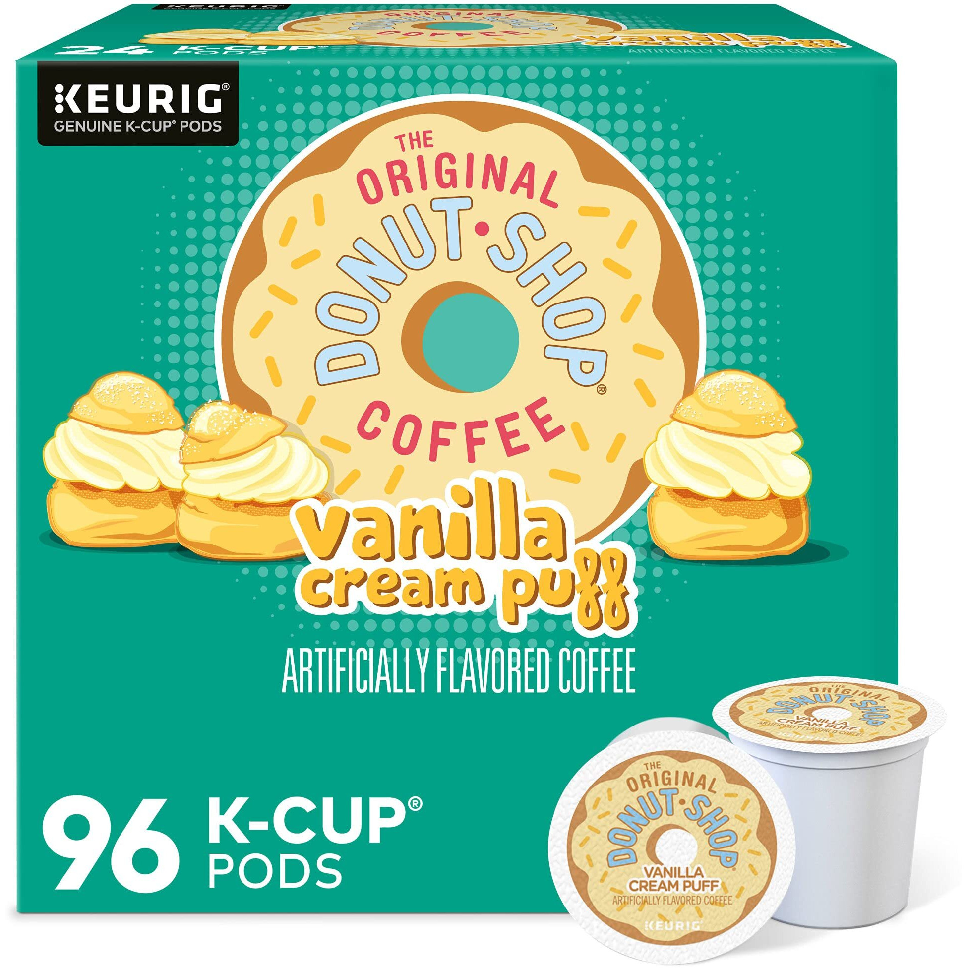 The Original Donut Shop Vanilla Cream Puff Coffee, Keurig Single Serve K-Cup Pods, Medium Roast, 96 Count (4 Packs Of 24)