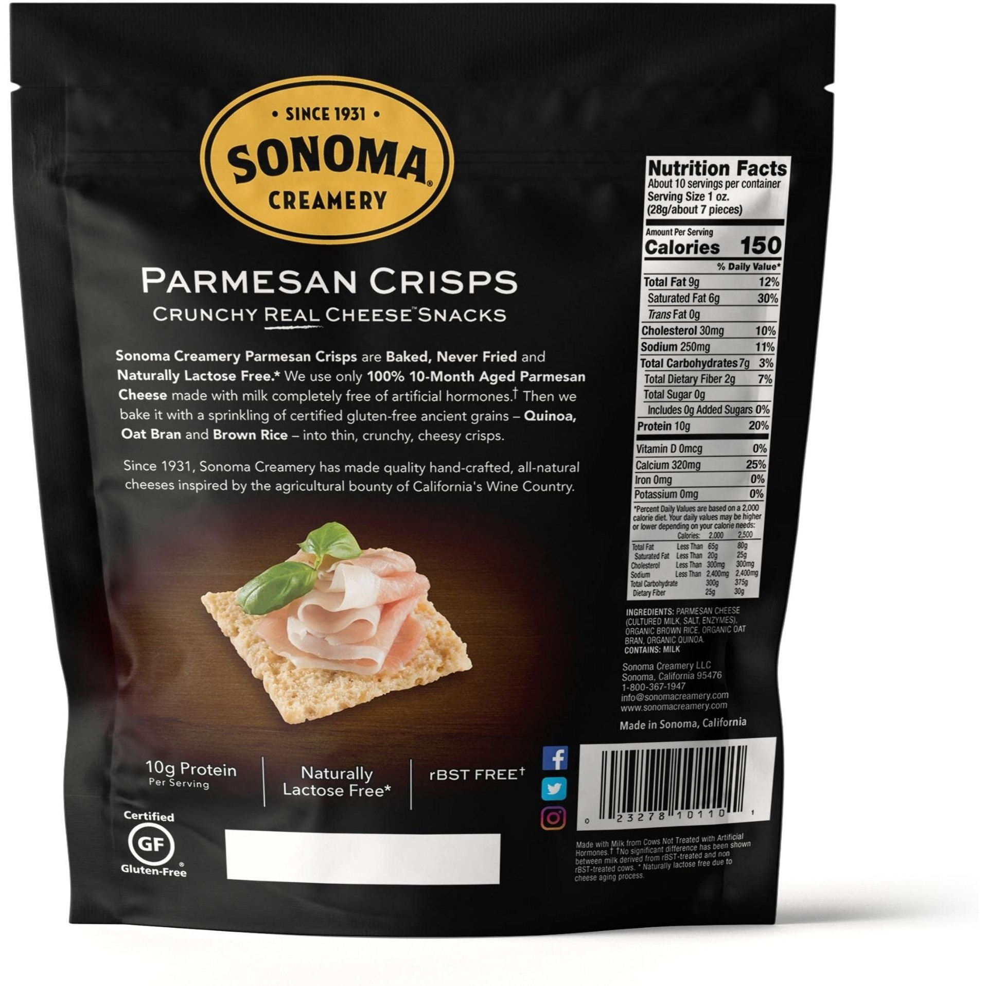 Sonoma Creamery - Cheese Crisps, Parmesan, 10 Oz (3 Count) | High Protein | Low Carb | Gluten Free | Keto-Friendly