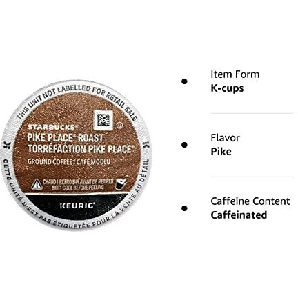 Starbucks Pike Place Coffee, Medium, Keurig K-Cups, 60 Ct - Packaging May Vary