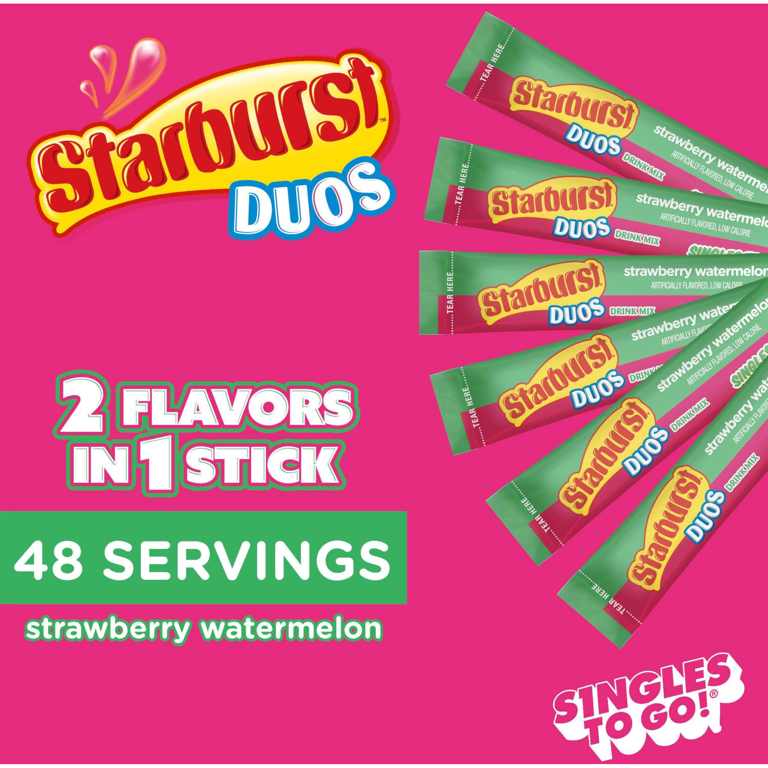 Starburst Duos Singles To Go Powdered Drink Mix, Strawberry Watermelon, 12 Boxes With 6 Packets Each - 72 Total Servings, Sugar-Free Drink Powder, Just Add Water, 6 Count (Pack Of 12)