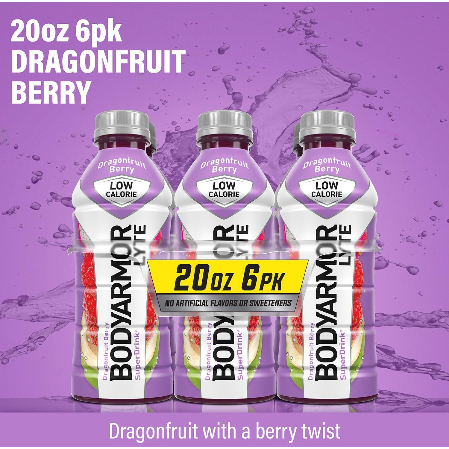 Bodyarmor Lyte Sports Drink Low-Calorie Sports Beverage, Dragonfruit Berry, Natural Flavors With Vitamins, Potassium-Packed Electrolytes, Perfect For Athletes, 20 Fl Oz (Pack Of 6)