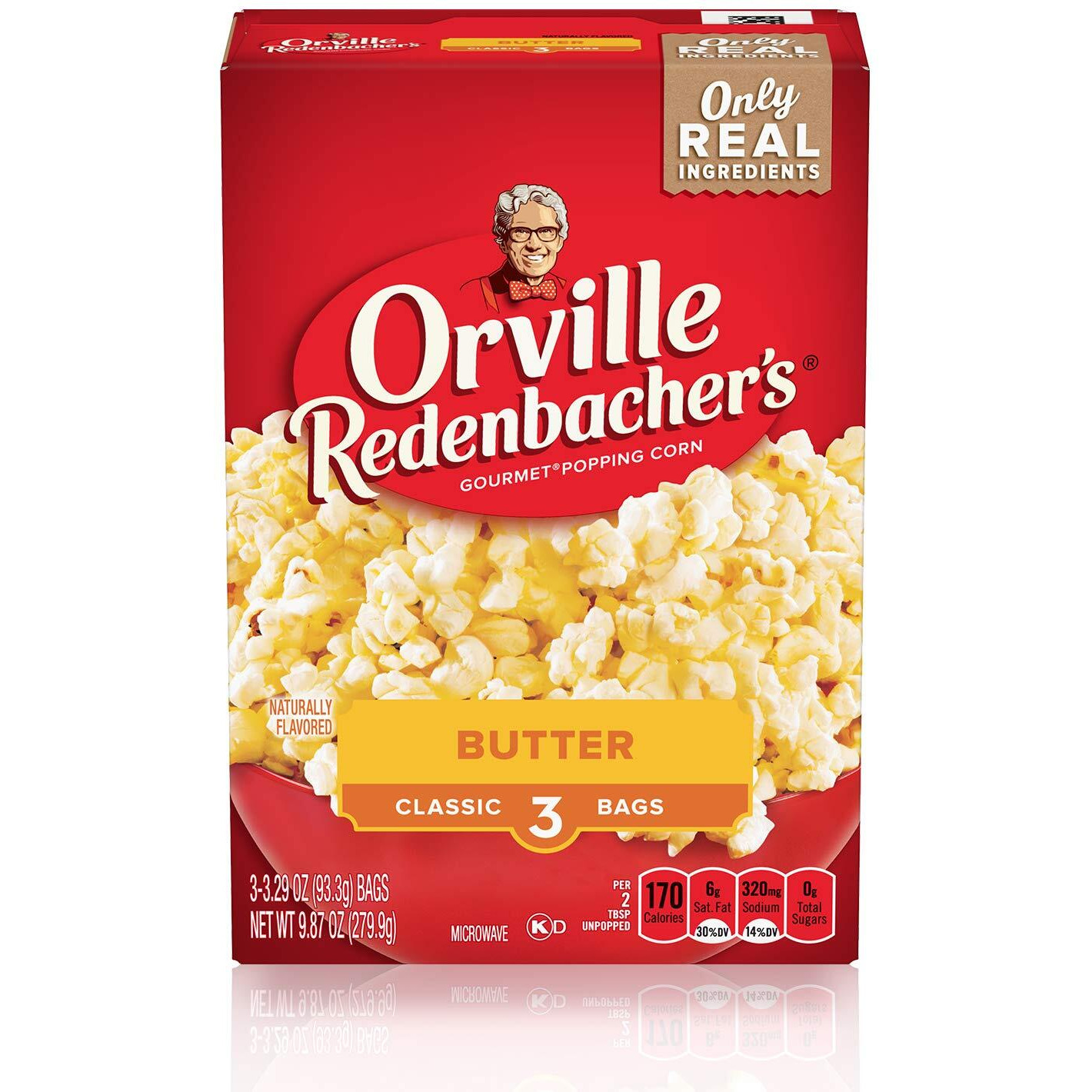 Orville Redenbachers Butter Flavored Microwave Popcorn, Gluten Free, 3 Count Popcorn Bags (12 Boxes)
