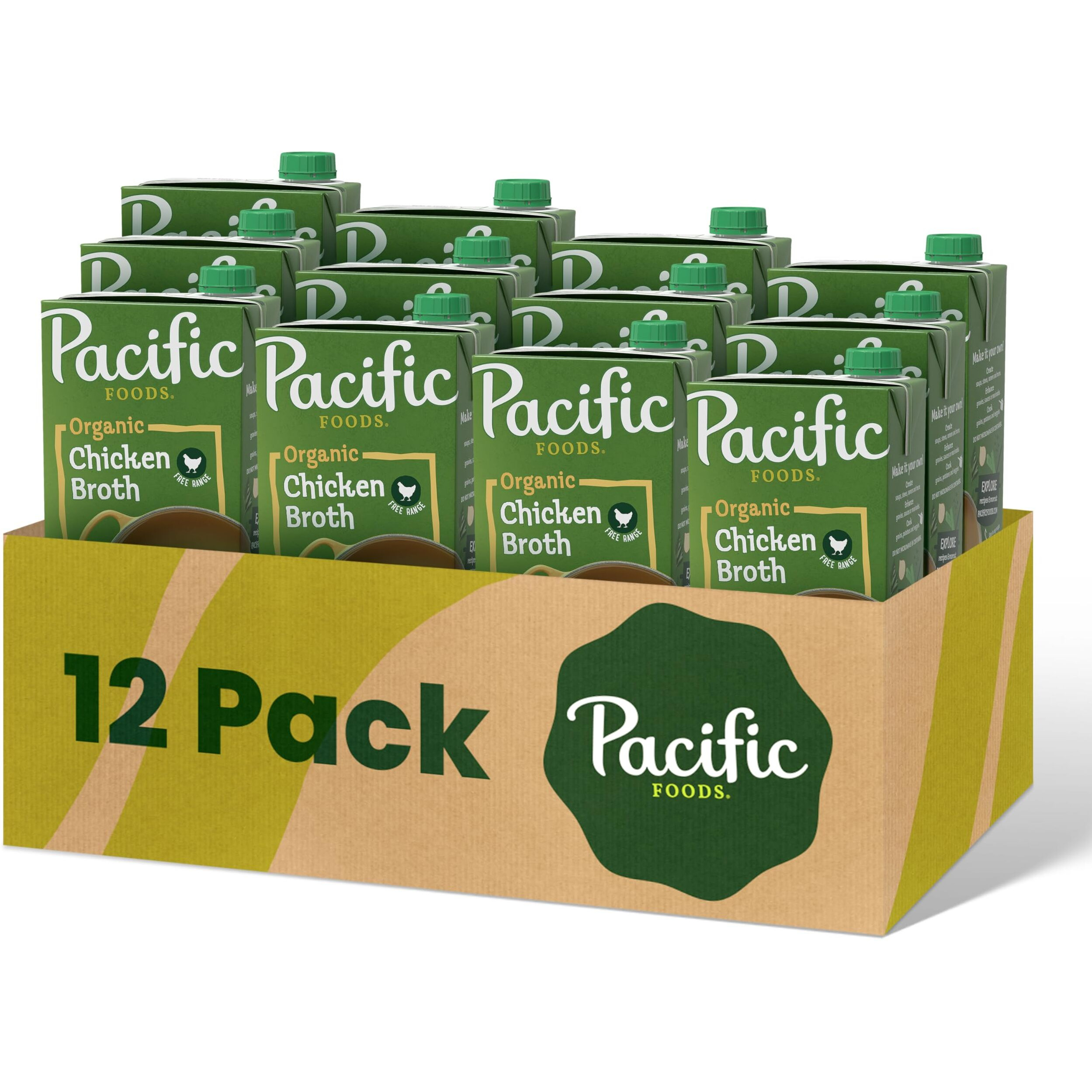 Pacific Foods Organic Free Range Chicken Broth, 32 Oz Carton (Case Of 12) (Packaging May Vary)