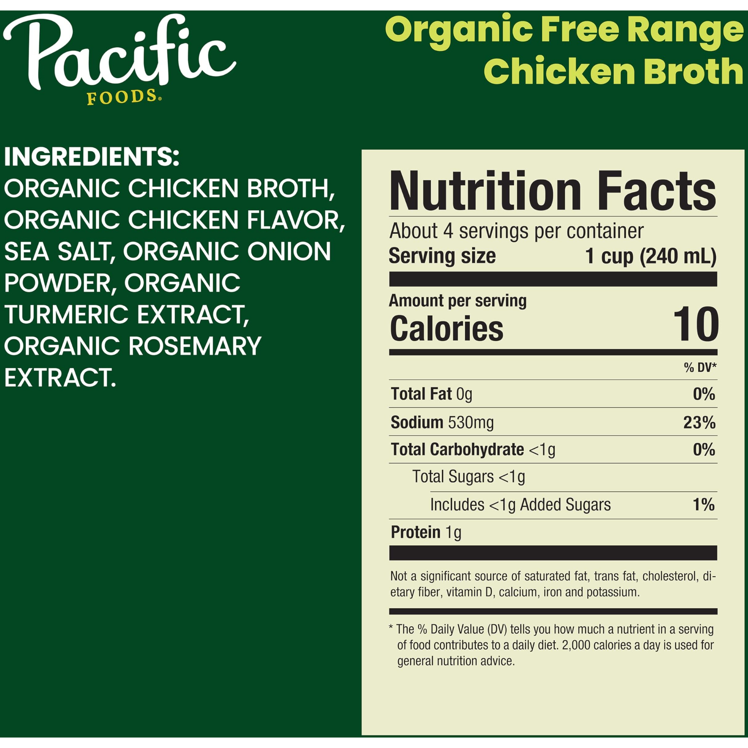 Pacific Foods Organic Free Range Chicken Broth, 32 Oz Carton (Case Of 12) (Packaging May Vary)