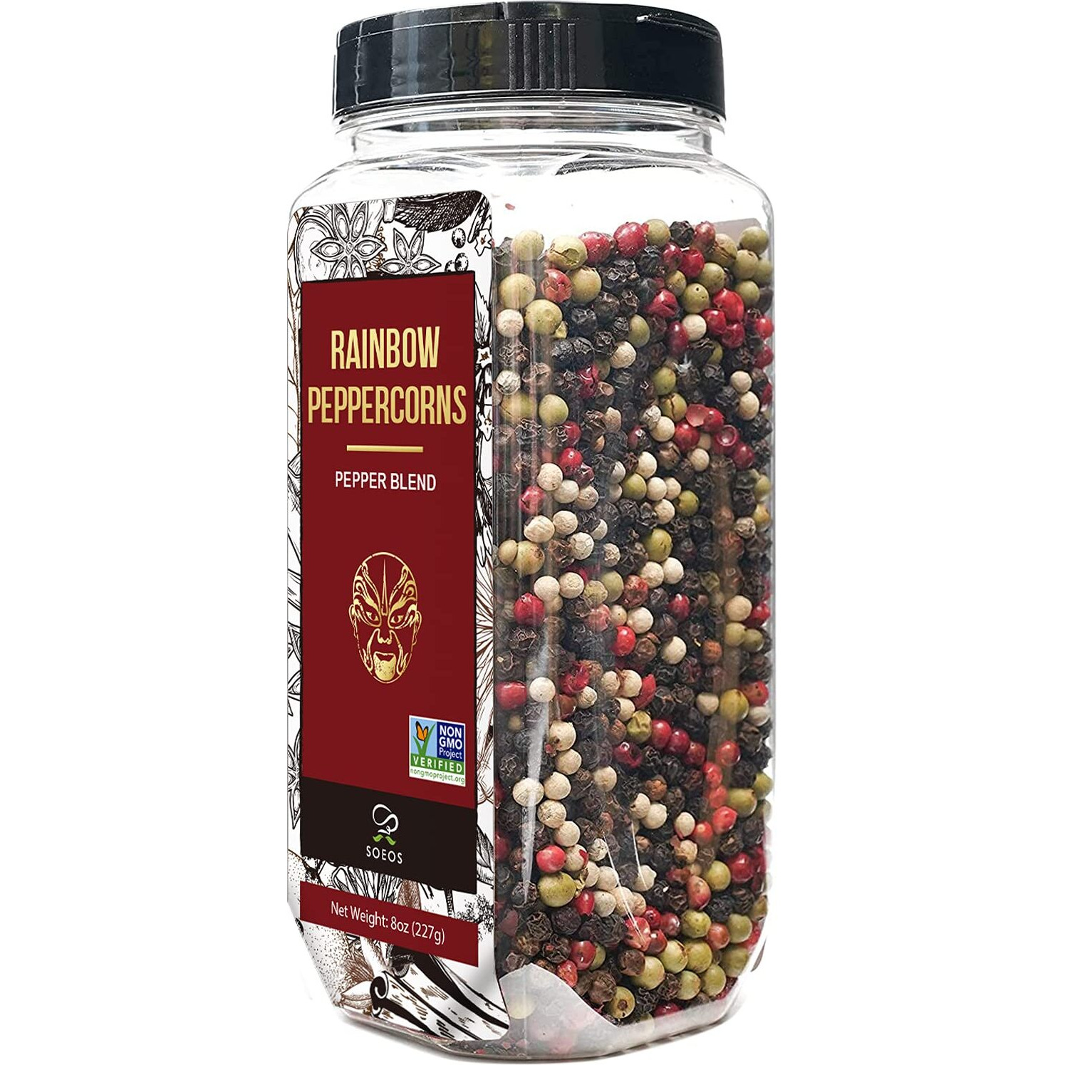 Soeos Rainbow Peppercorns, 8Oz (Pack Of 1), Non-Gmo, Kosher, Packed To Keep Peppers Fresh, Peppercorn For Grinder Refill, Whole Peppercorns