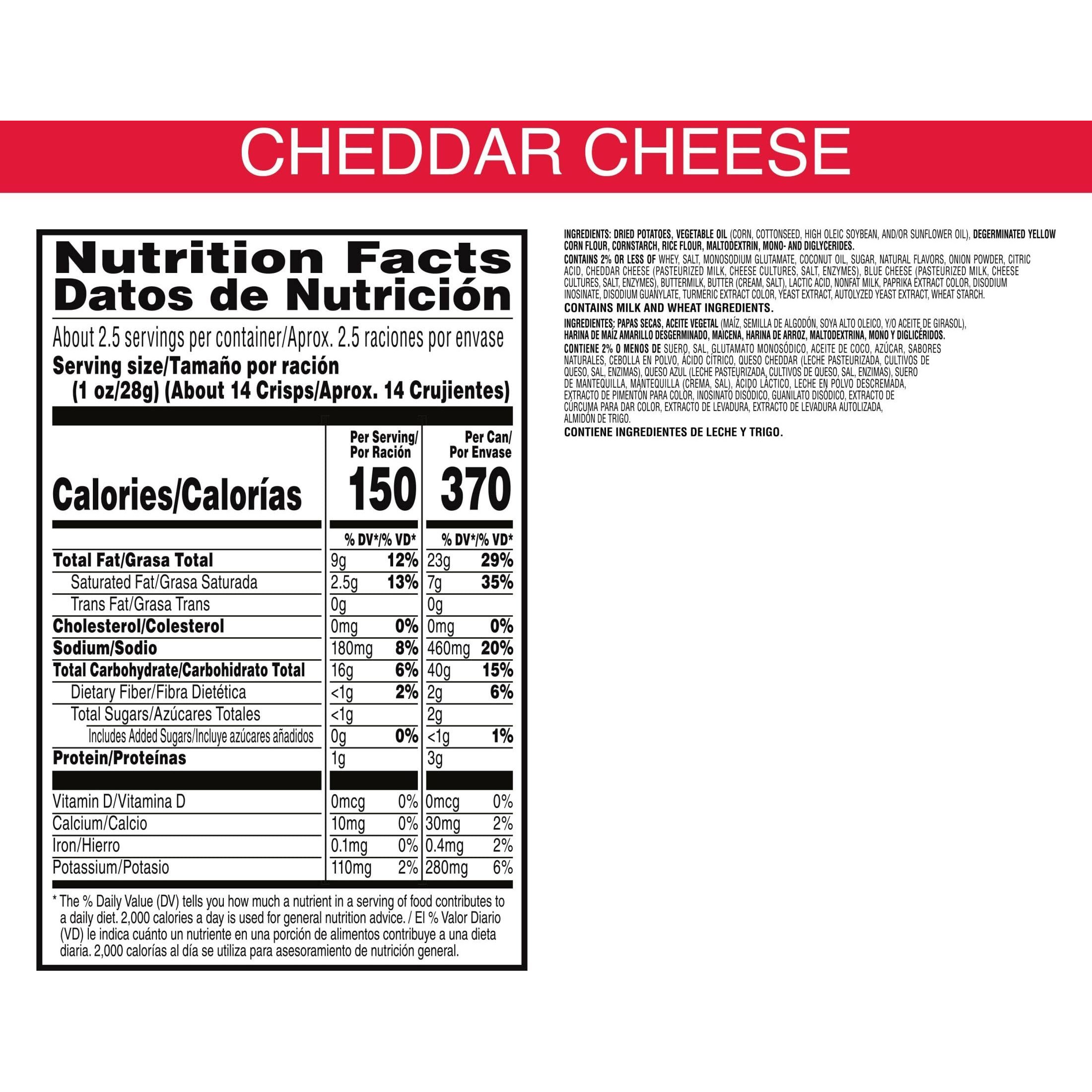 Pringles Potato Crisps Chips, Cheddar Cheese 2.5Oz (12 Count)