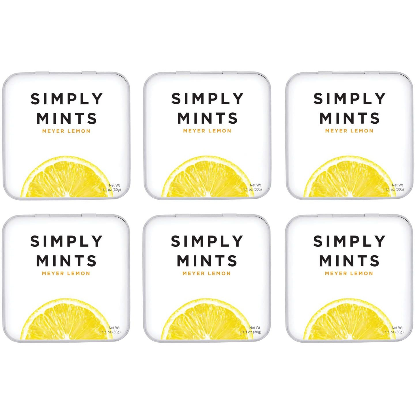 Simply Mints | Meyer Lemon Breath Mints | Pack Of Six (180 Pieces Total) | Zesty & Refreshing + Aspartame-Free + Vegan + Non-Gmo