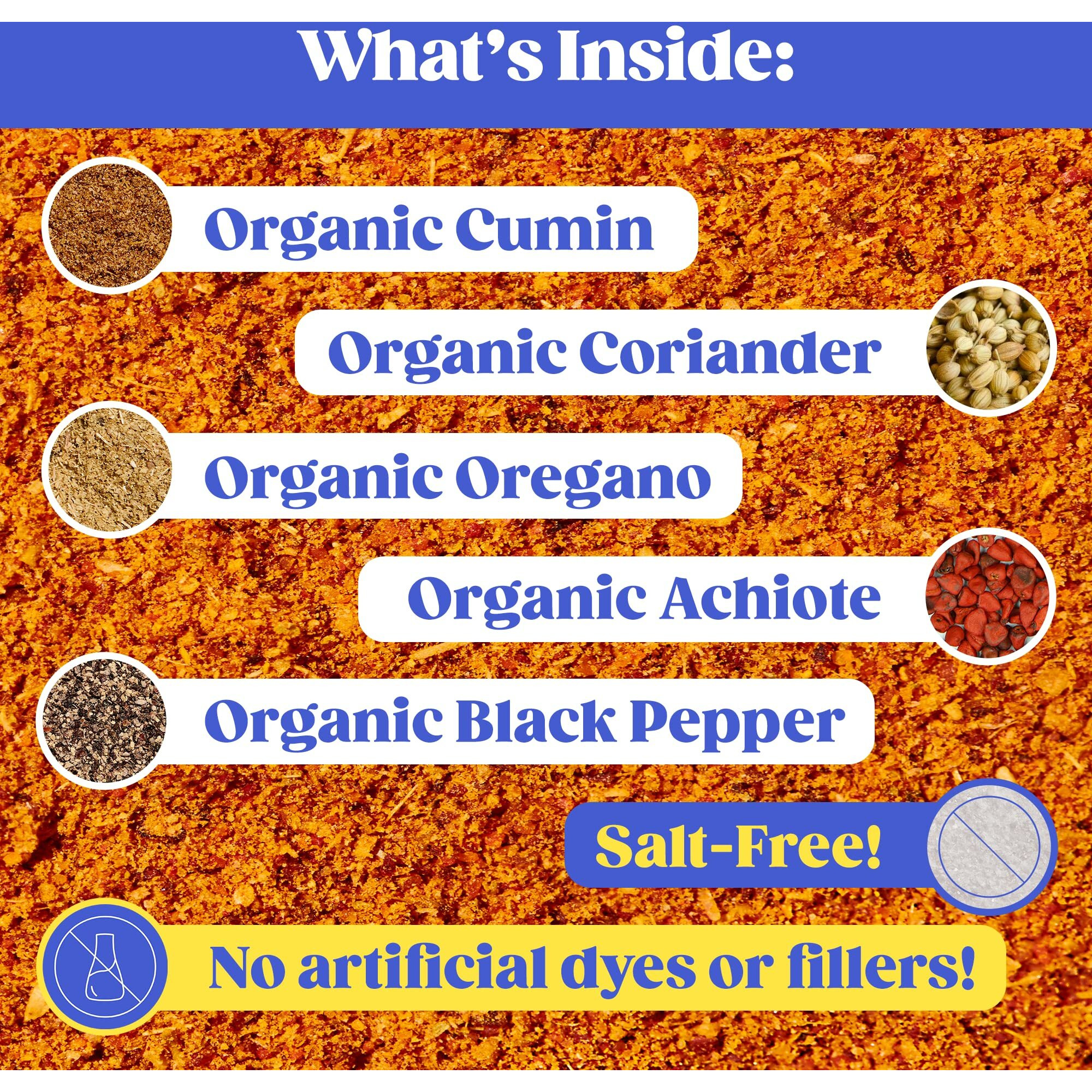 Loisa Salt-Free Saz  N Seasoning, Usda Organic, Non-Gmo, No-Msg, No Preservatives, No Artificial Coloring, No Artificial Flavors, Pure Latin Flavor, 1.8 Oz, Pack Of 1