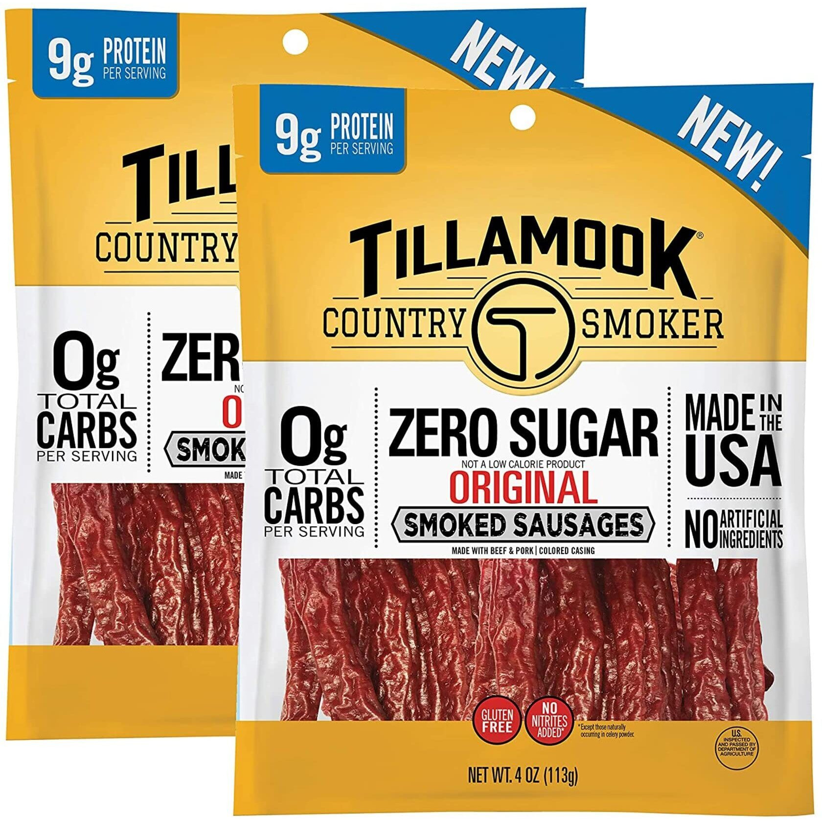Tillamook Country Smoker Keto Friendly Zero Sugar Smoked Sausages, Original, 4 Ounce (Pack Of 2)