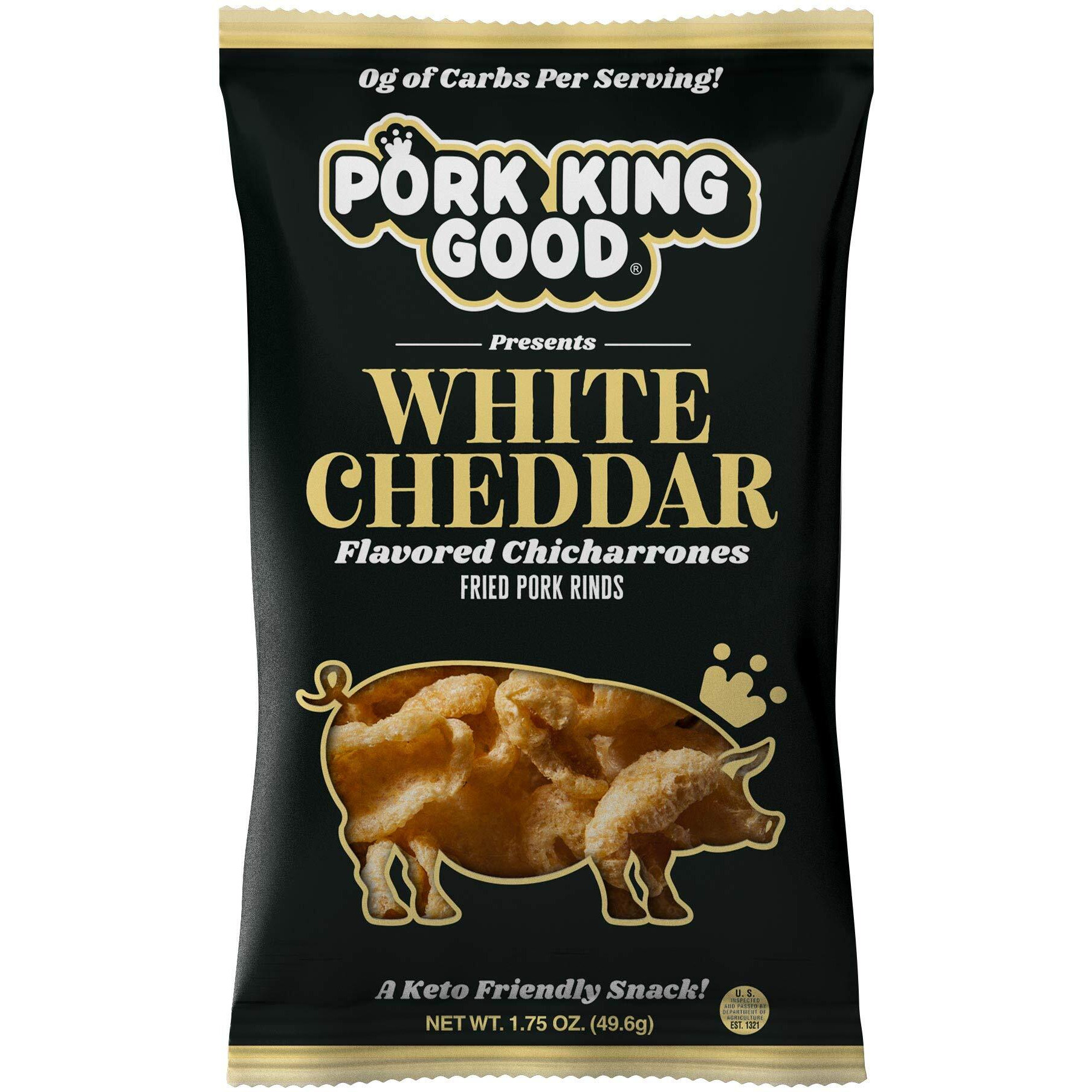 Pork King Good Pork Rinds (Chicharrones) (White Cheddar, 4 Pack)