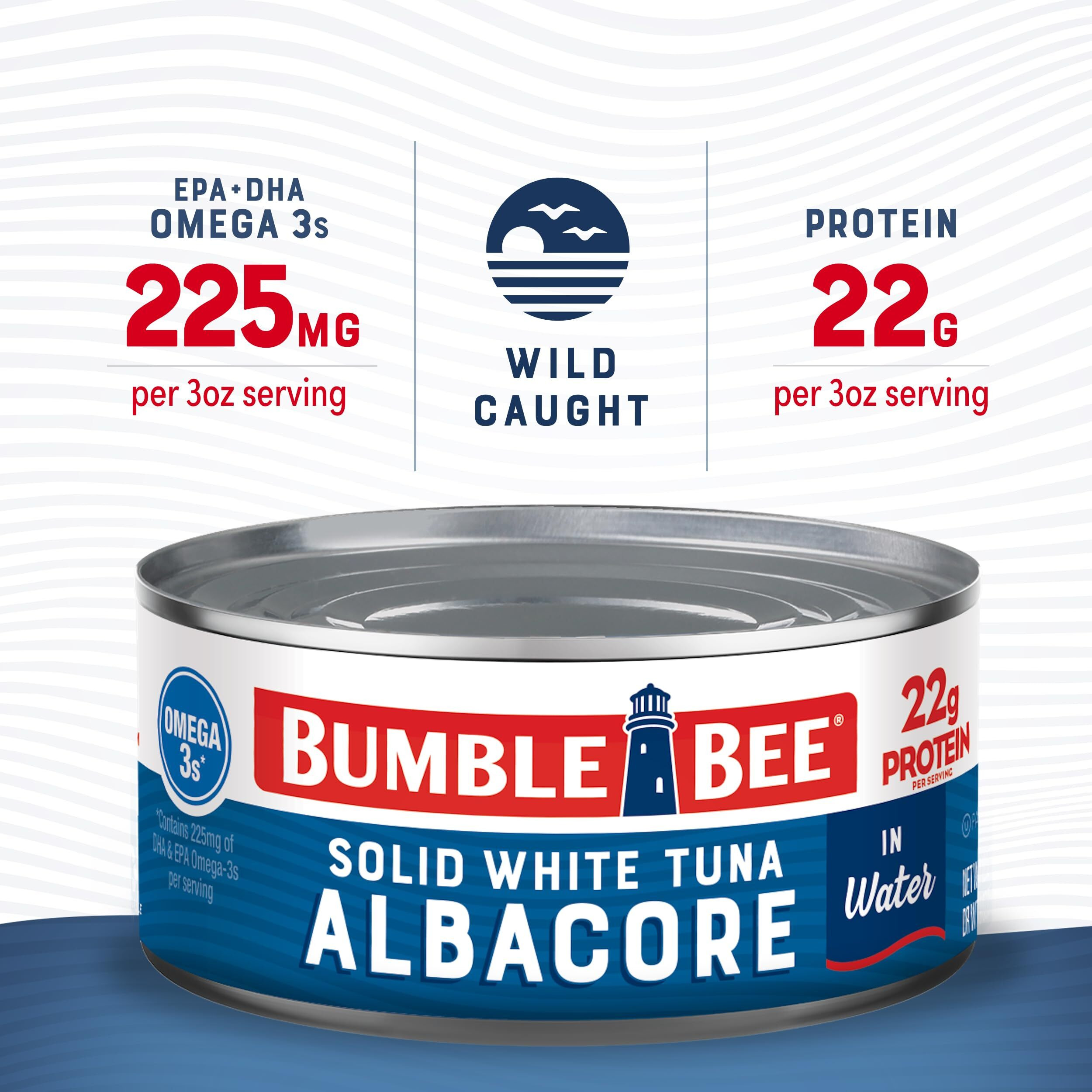 Bumble Bee Solid White Albacore Tuna In Water, 12 Oz Can (Pack Of 12) - Wild Caught Tuna - 22G Protein Per Serving, High In Omega-3S - Non-Gmo Project Verified, Gluten Free, Kosher