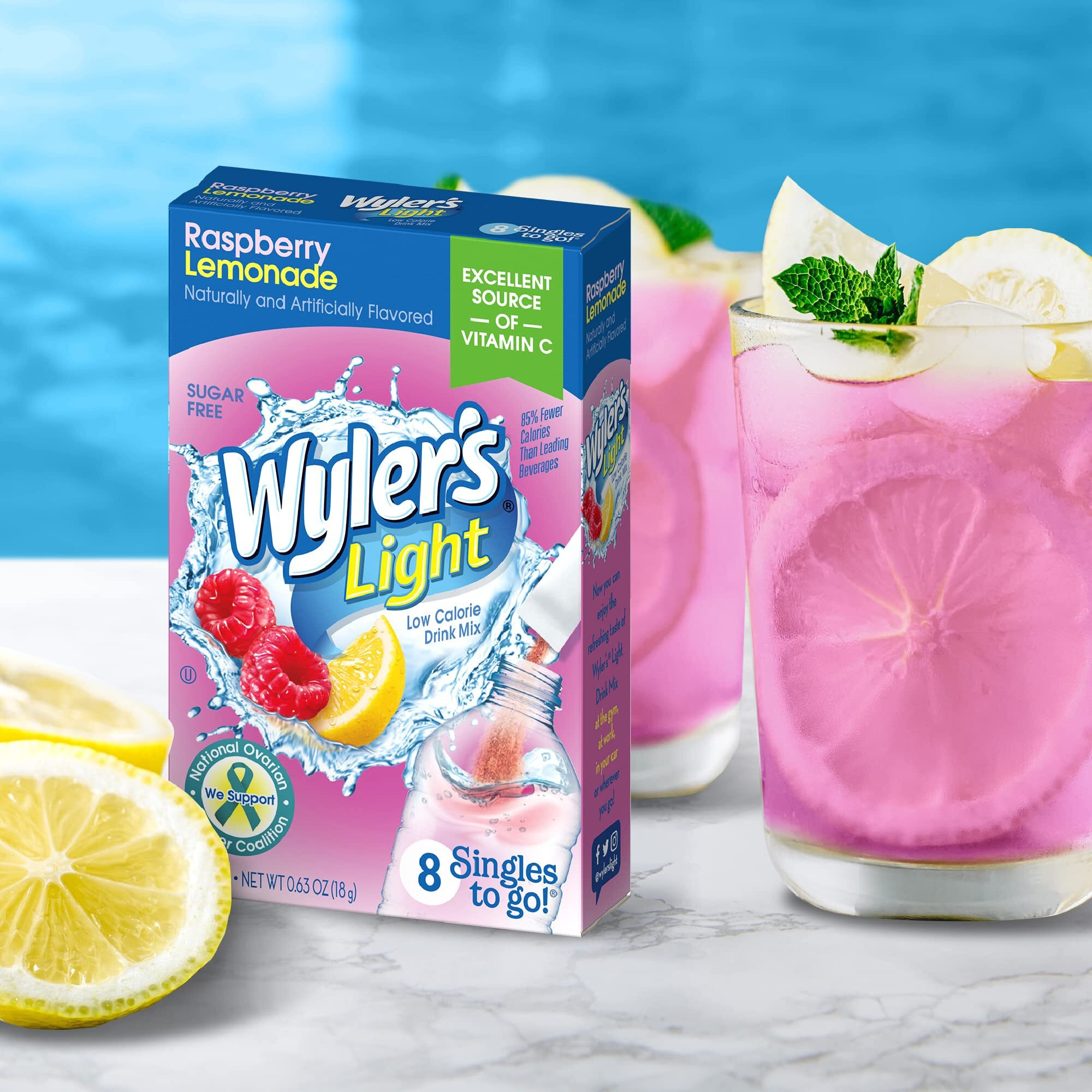 Wyler's Light Singles To Go Powder Packets, Water Drink Mix, Raspberry Lemonade, 96 Single Servings (Pack Of 12)