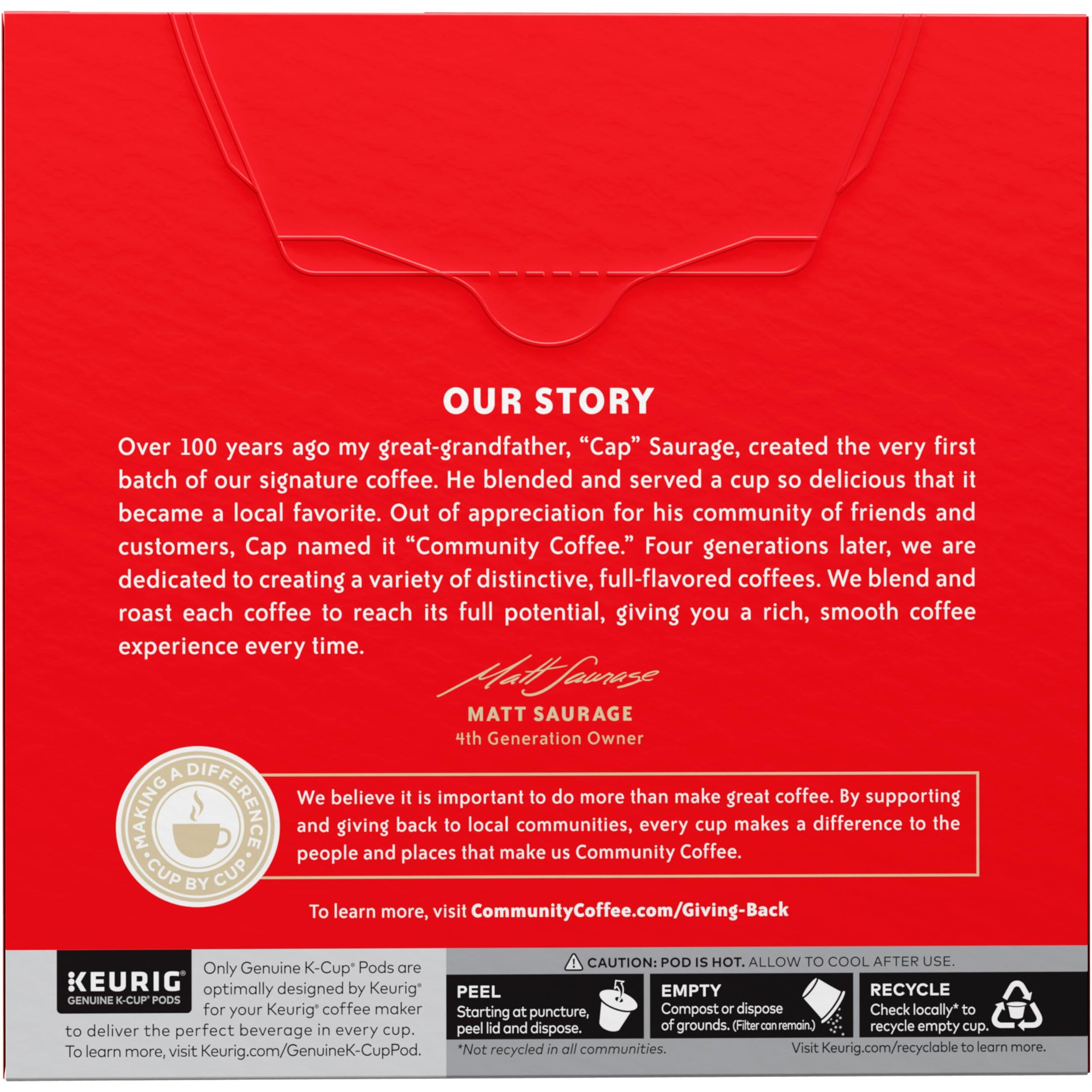 Community Coffee Pecan Praline Flavored, Medium-Dark Roast, Single-Serve Keurig K-Cup Pods, 32 Count (Pack Of 4)