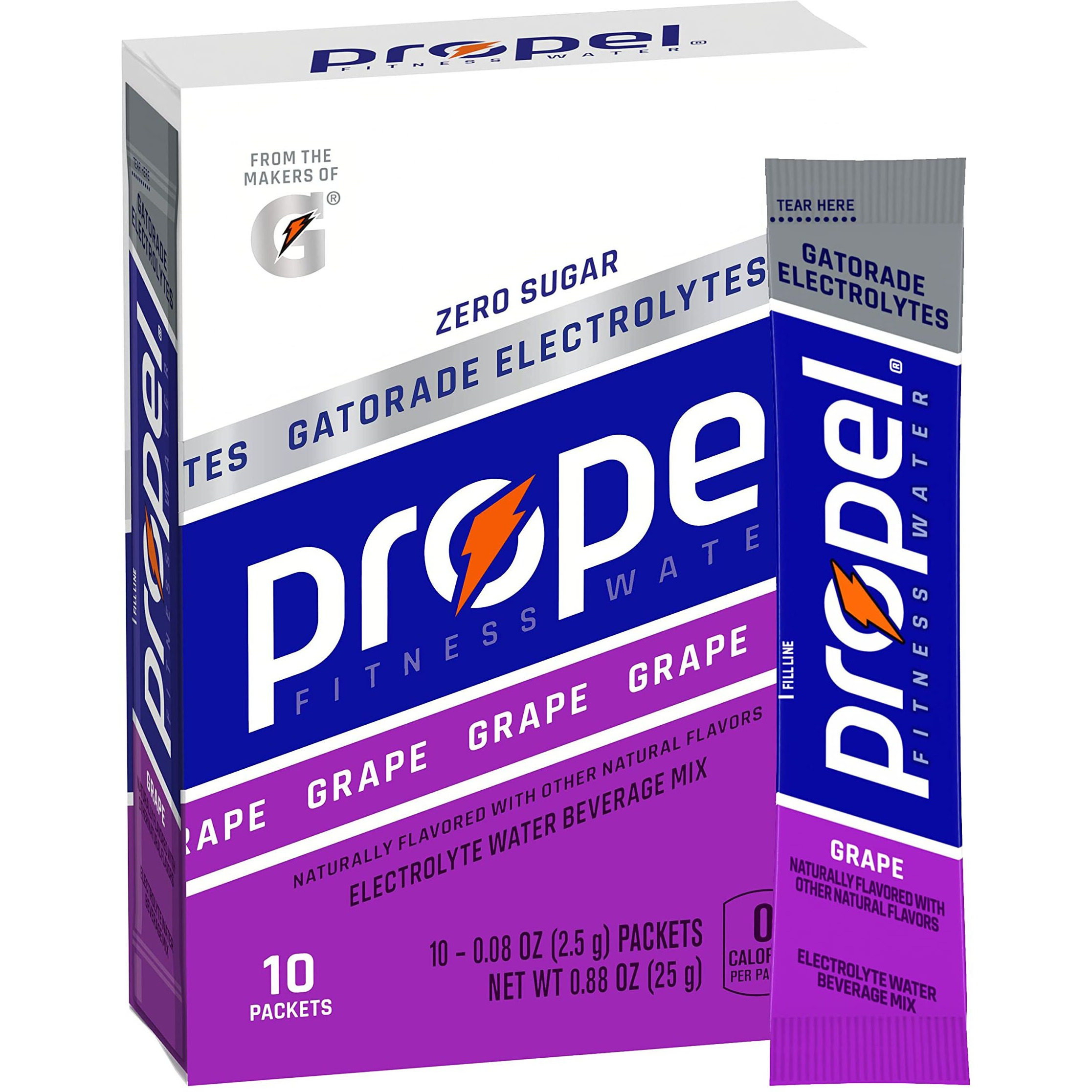 Propel Powder Packets Grape With Electrolytes, Vitamins And No Sugar (10 Count)
