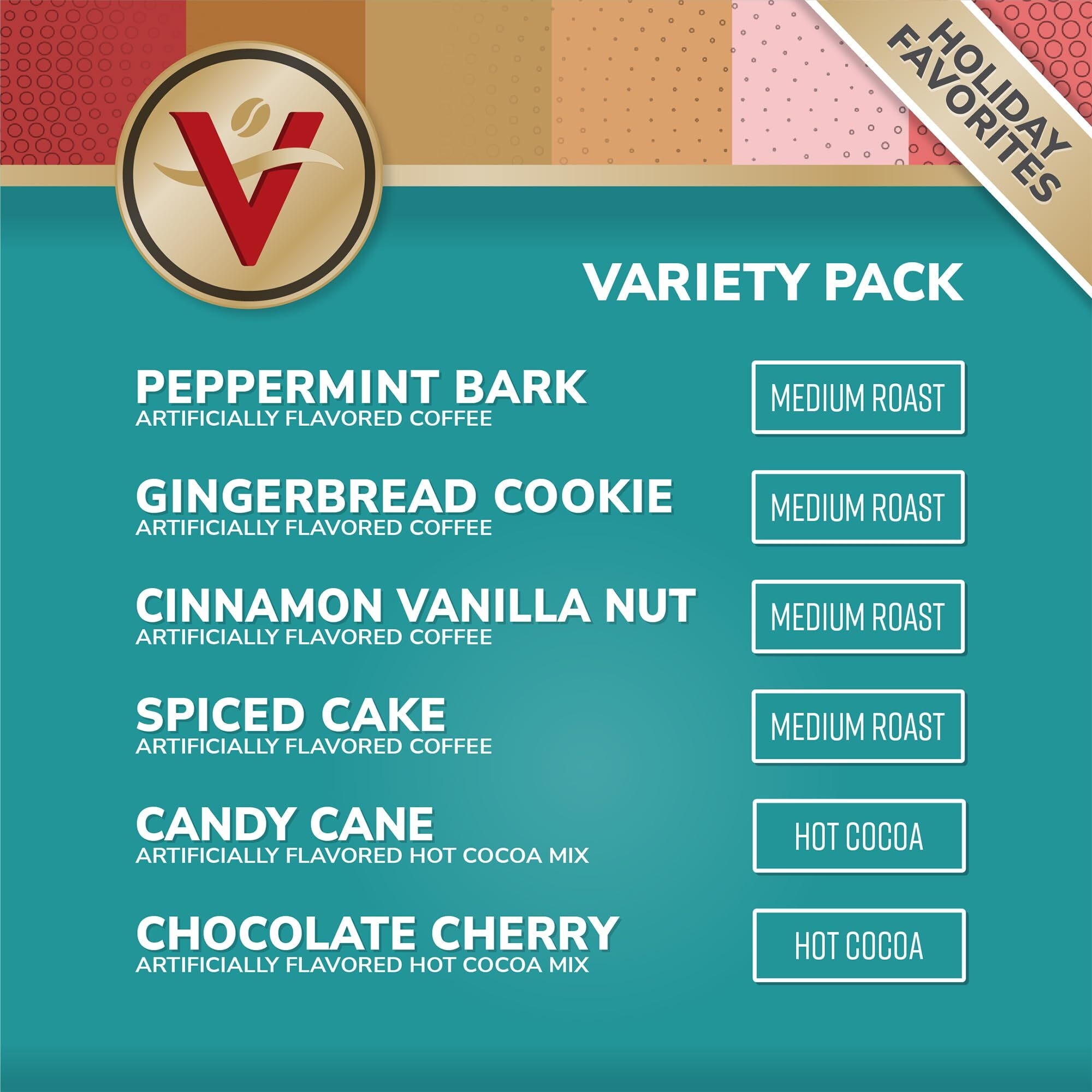 Victor Allen's Coffee Holiday Favorites Coffee & Hot Cocoa Variety Pack, 96 Count, Single Serve Cups & Coffee Pods For Keurig K-Cup Brewers