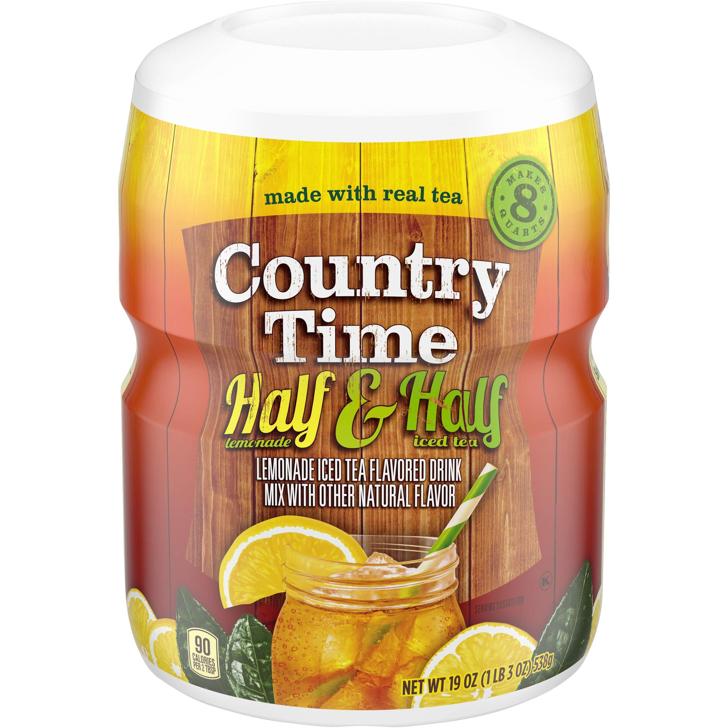 Country Time Half & Half Lemonade Iced Tea Naturally Flavored Powdered Drink Mix 1 Count 19 Oz Canister