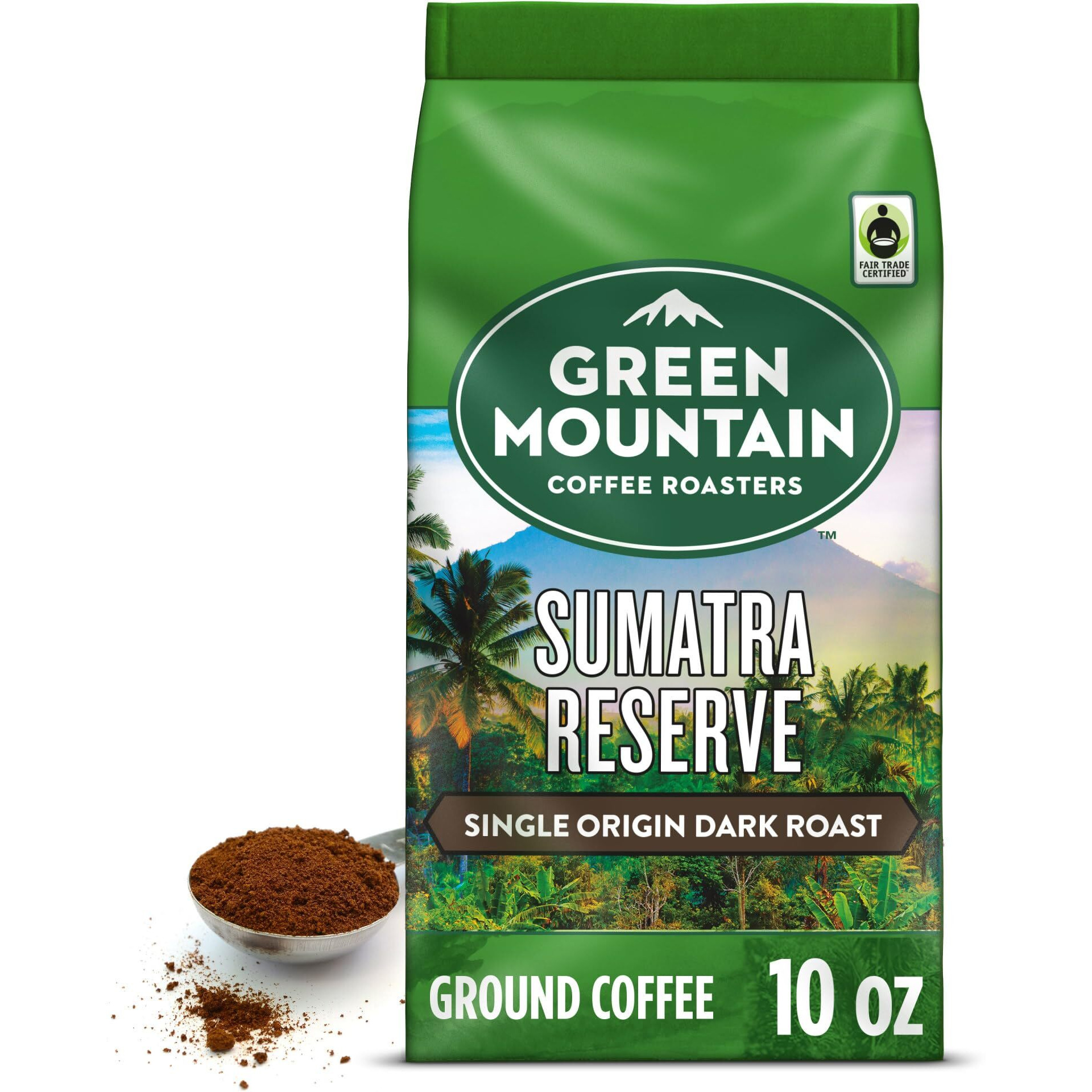 Green Mountain Coffee Roasters, Fair Trade Certified Organic, Sumatra Reserve, Ground Coffee, Dark Roast, Bagged 10Oz.