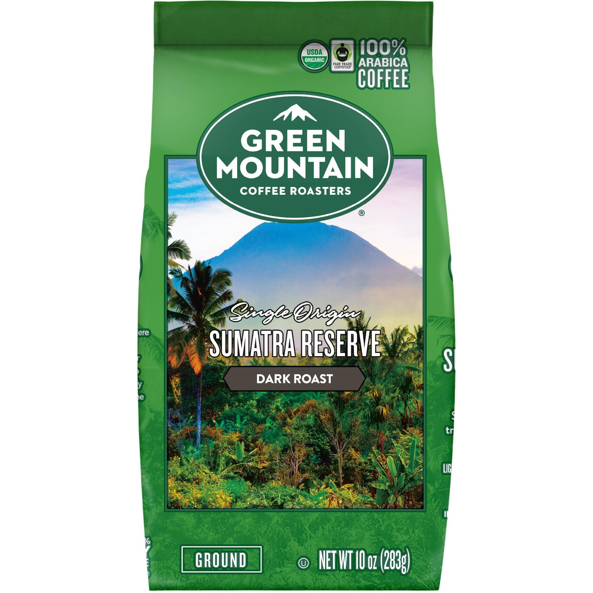 Green Mountain Coffee Roasters, Fair Trade Certified Organic, Sumatra Reserve, Ground Coffee, Dark Roast, Bagged 10Oz.