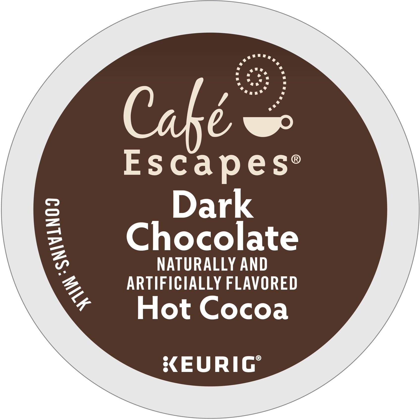 Cafe Escapes, Dark Chocolate Hot Cocoa, Single-Serve Keurig K-Cup Pods, 72 Count (3 Boxes Of 24 Pods)