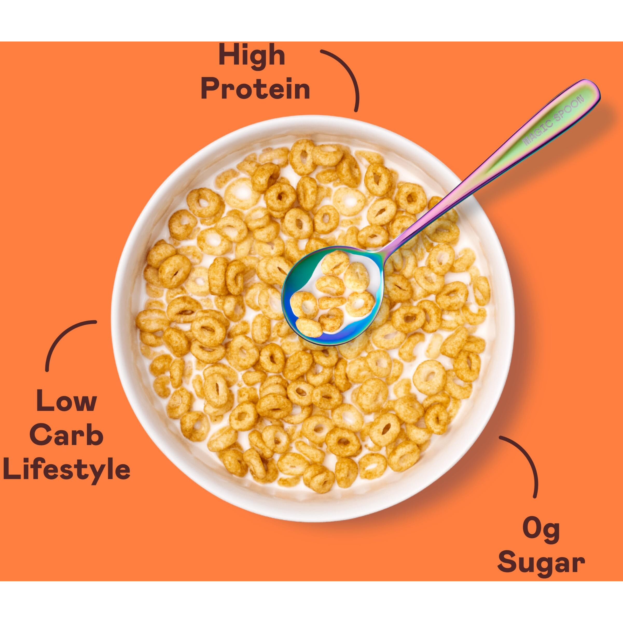 Magic Spoon Cereal - Cinnamon Roll 4-Pack Of Cereal And Spoon - Keto & Low Carb Lifestyles, Gluten & Grain Free, High Protein, 0G Sugar