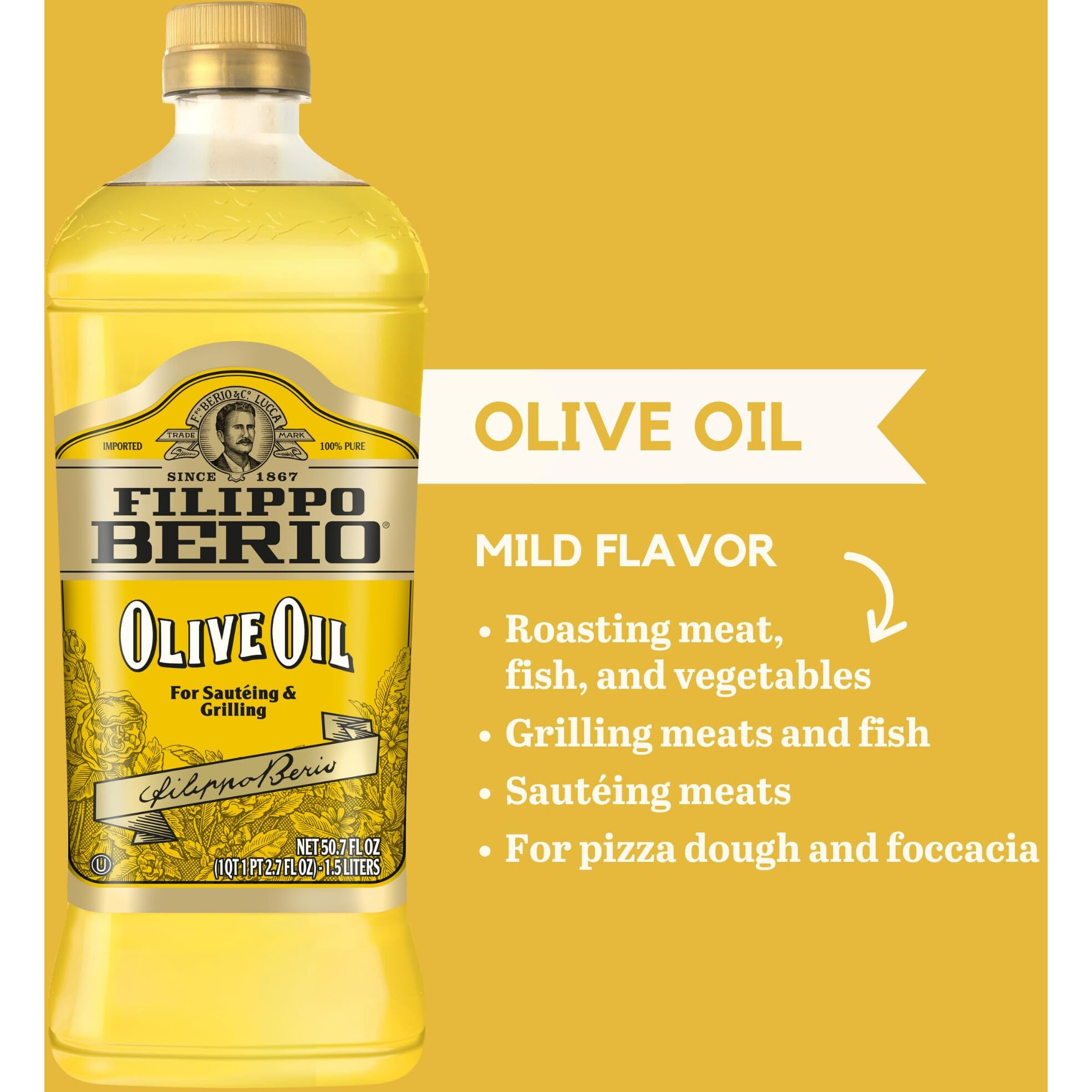 Filippo Berio Pure Olive Oil, 50.7 Ounce Rpet Bottle