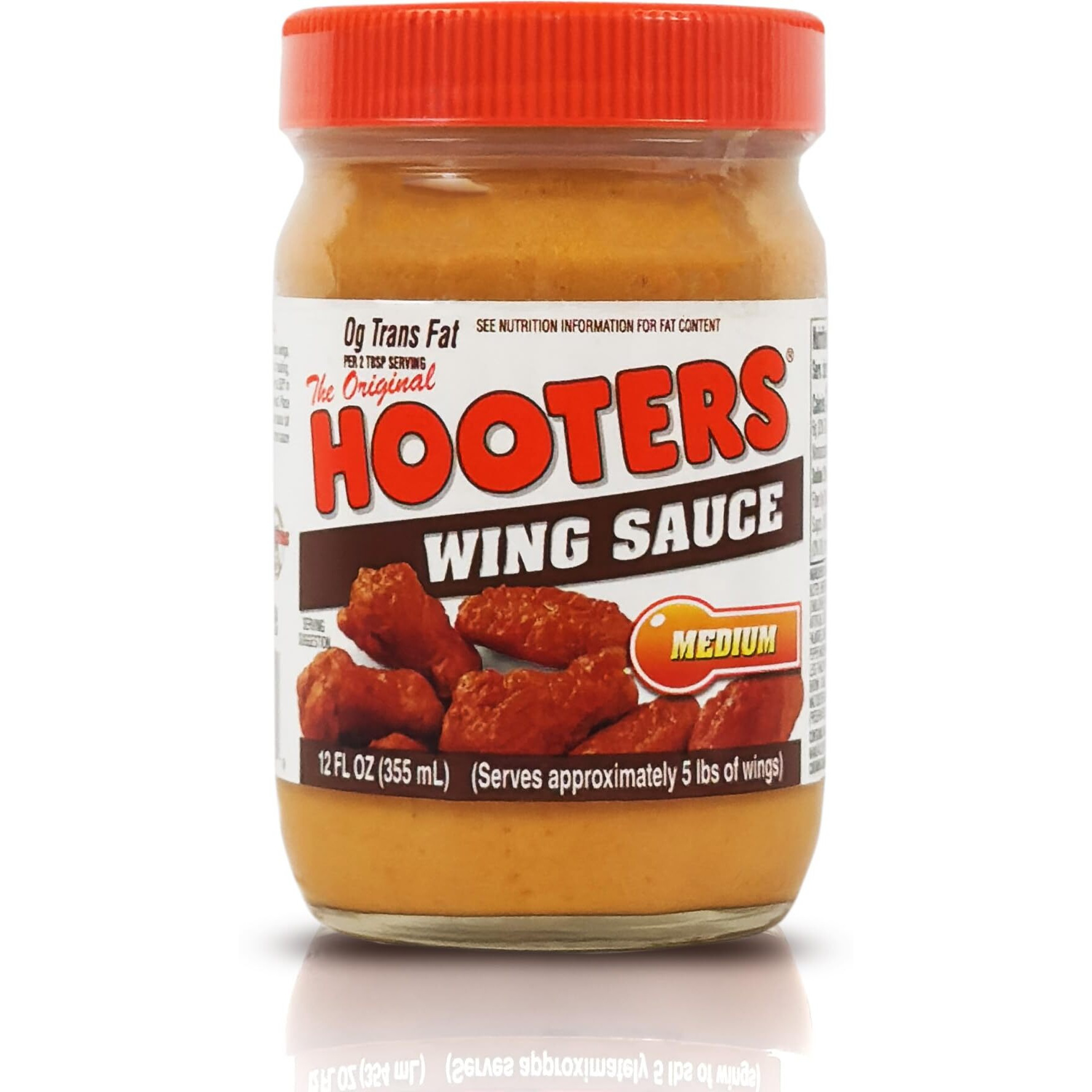 The Original Hooters Medium Wing Sauce - Versatile, Restaurant-Quality Flavor - Ideal For Chicken Wings, Ribs, And Seafood, Nutritionally Balanced, Convenient - 12 Oz