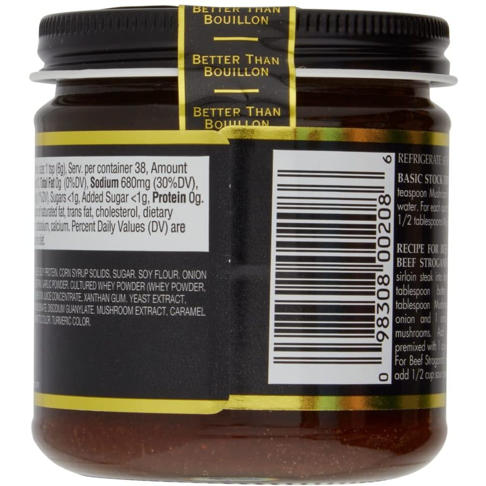 Better Than Bouillon Premium Mushroom Base, Made From Seasoned & Concentrated Mushrooms, Makes 9.5 Quarts Of Broth, 38 Servings, 8 Oz (Single)