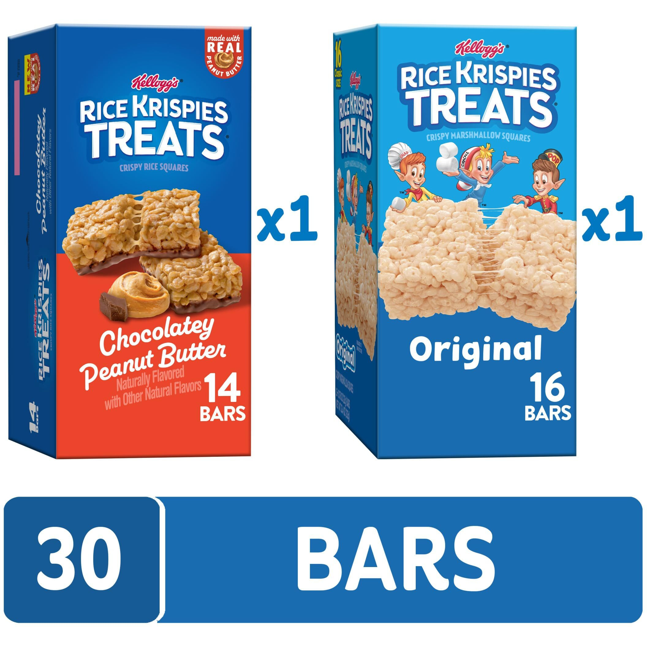 Rice Krispies Treats, Kids Snacks, Snack Bars, Variety Pack (2 Boxes, 30 Bars)