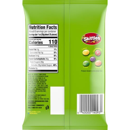 Skittles Candy, Sours, 5.7 Ounce (Pack Of 12)