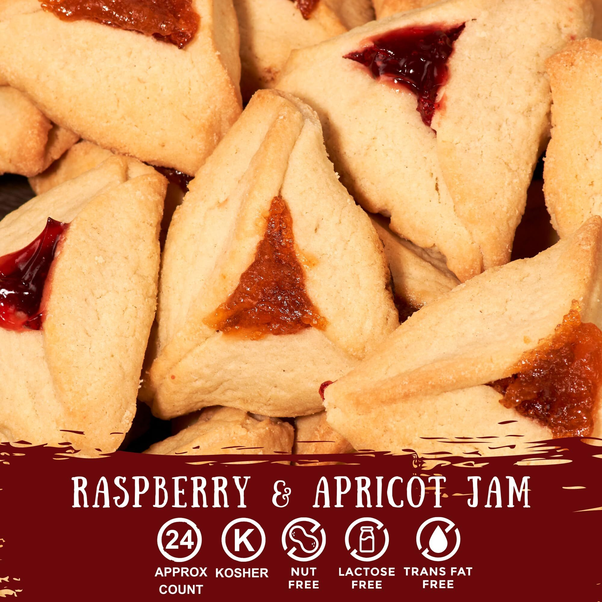 Hamentaschen Cookies Filled With Raspberry And Apricot Filling | Gourmet Cookie Gifts | Mishloach Manot | Purim Gift Idea For Him & Her | Kosher Hamentaschen Cookies | 22 Oz Sterns Bakery