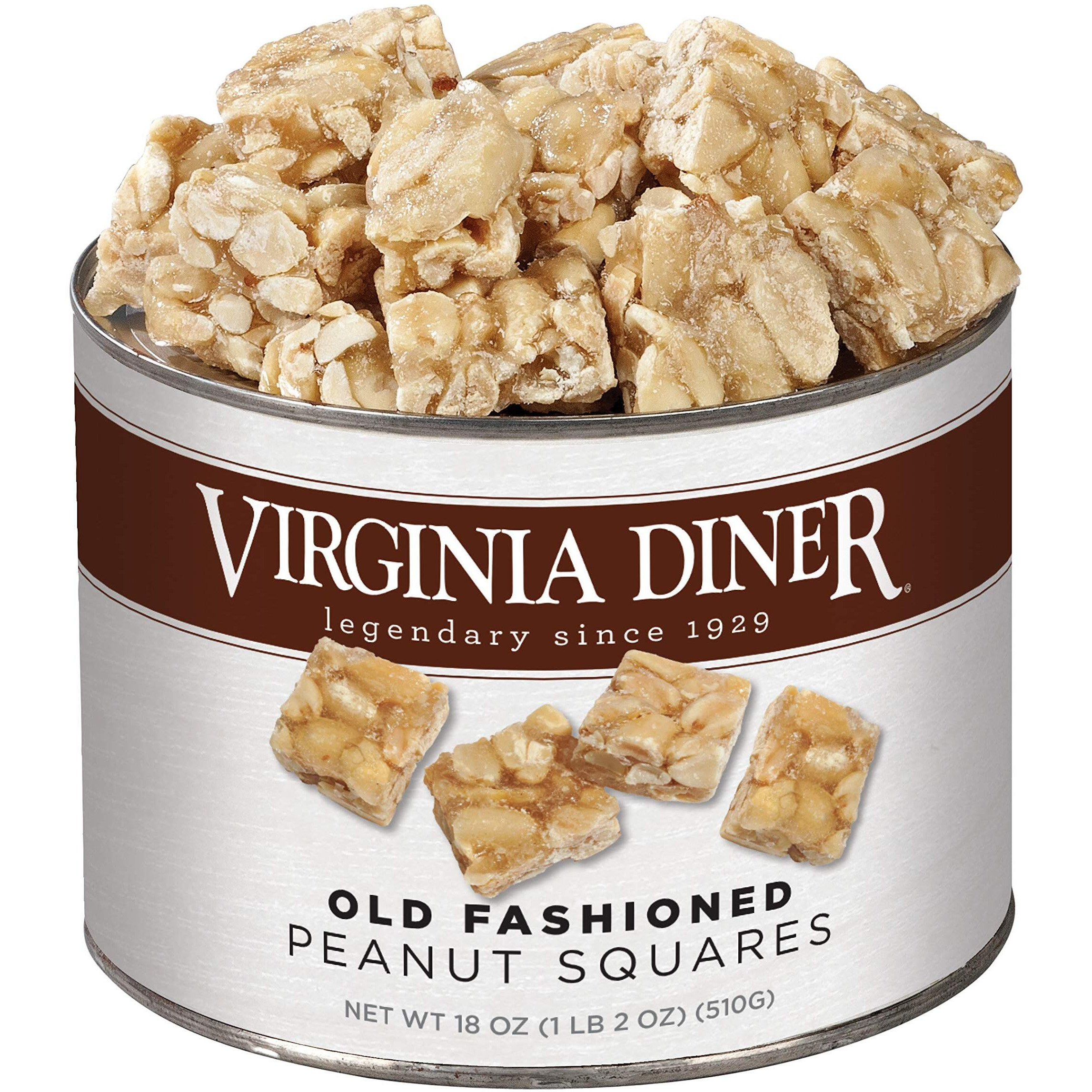 Virginia Diner - Gourmet Old Fashioned Peanut Squares 18Oz Can Of Peanut Candy With Virginia Peanuts For Snacking Sharing Or Gifting