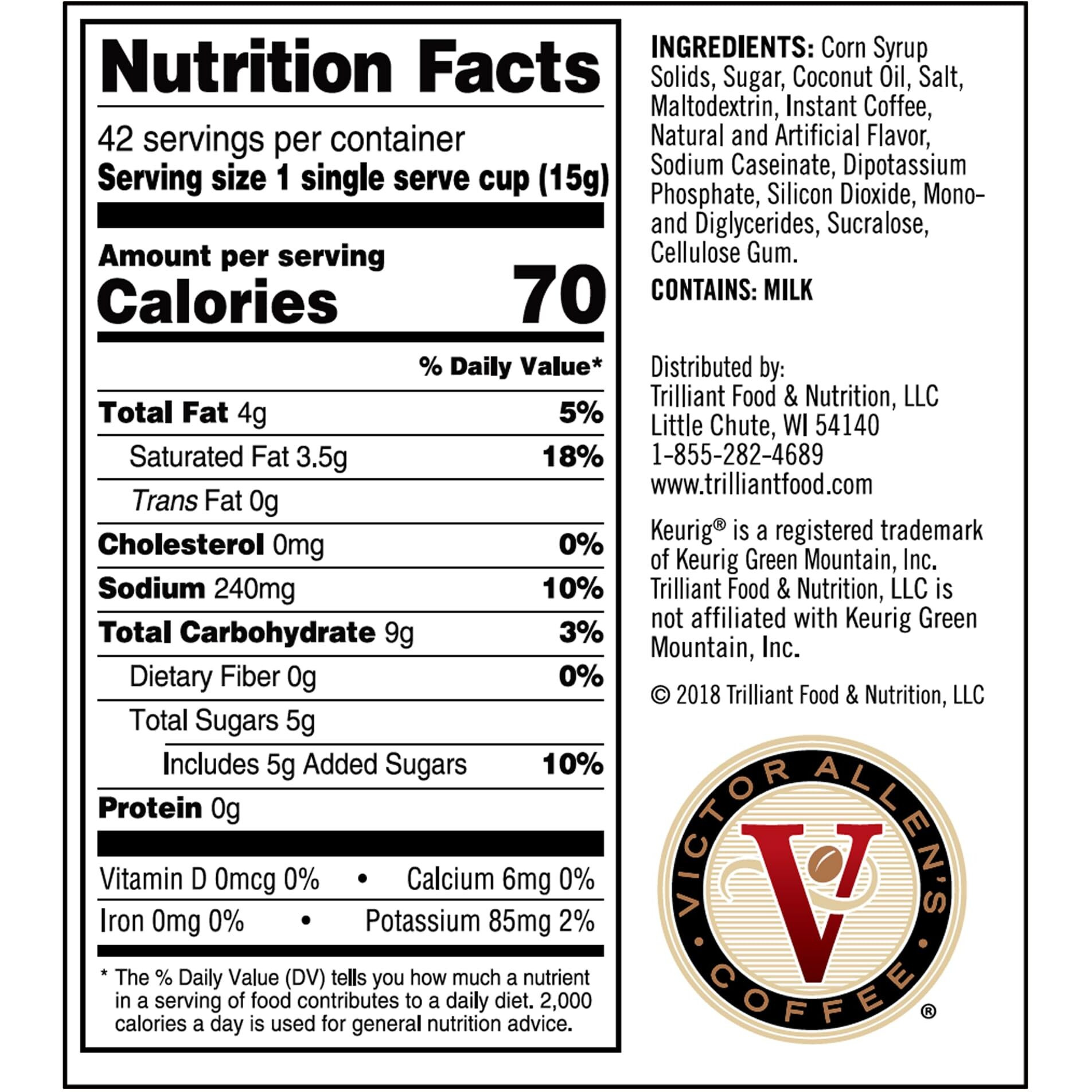 Victor Allen's Coffee White Chocolate Caramel Flavored Cappuccino Mix, 12 Count, Single Serve Coffee Pods For Keurig K-Cup Brewers