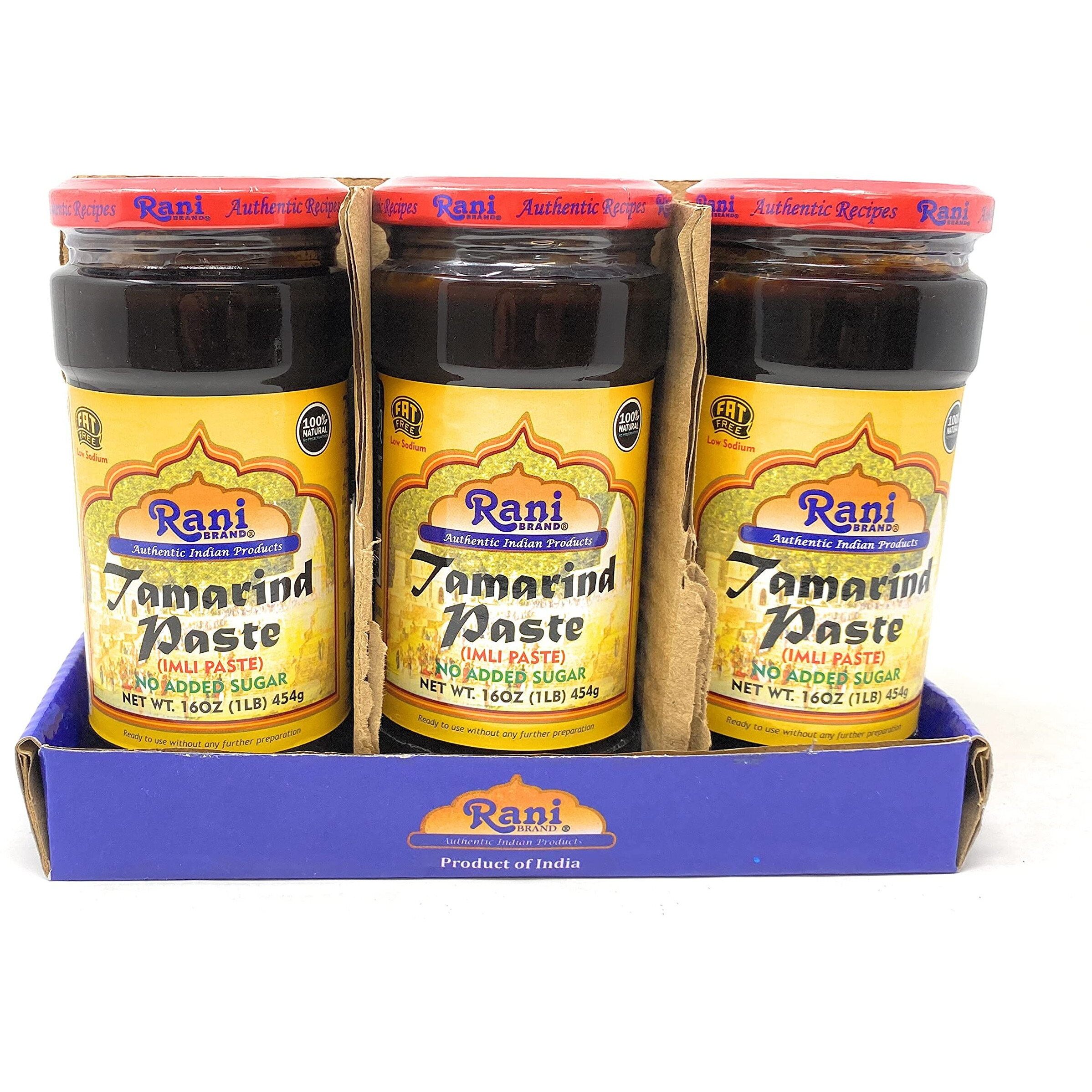 Rani Tamarind Paste Puree (Imli) 16Oz (1Lb) 454G Glass Jar, No Added Sugar, Pack Of 5+1 Free ~ All Natural | Vegan | Gluten Free | No Colors | Non-Gmo | Indian Origin