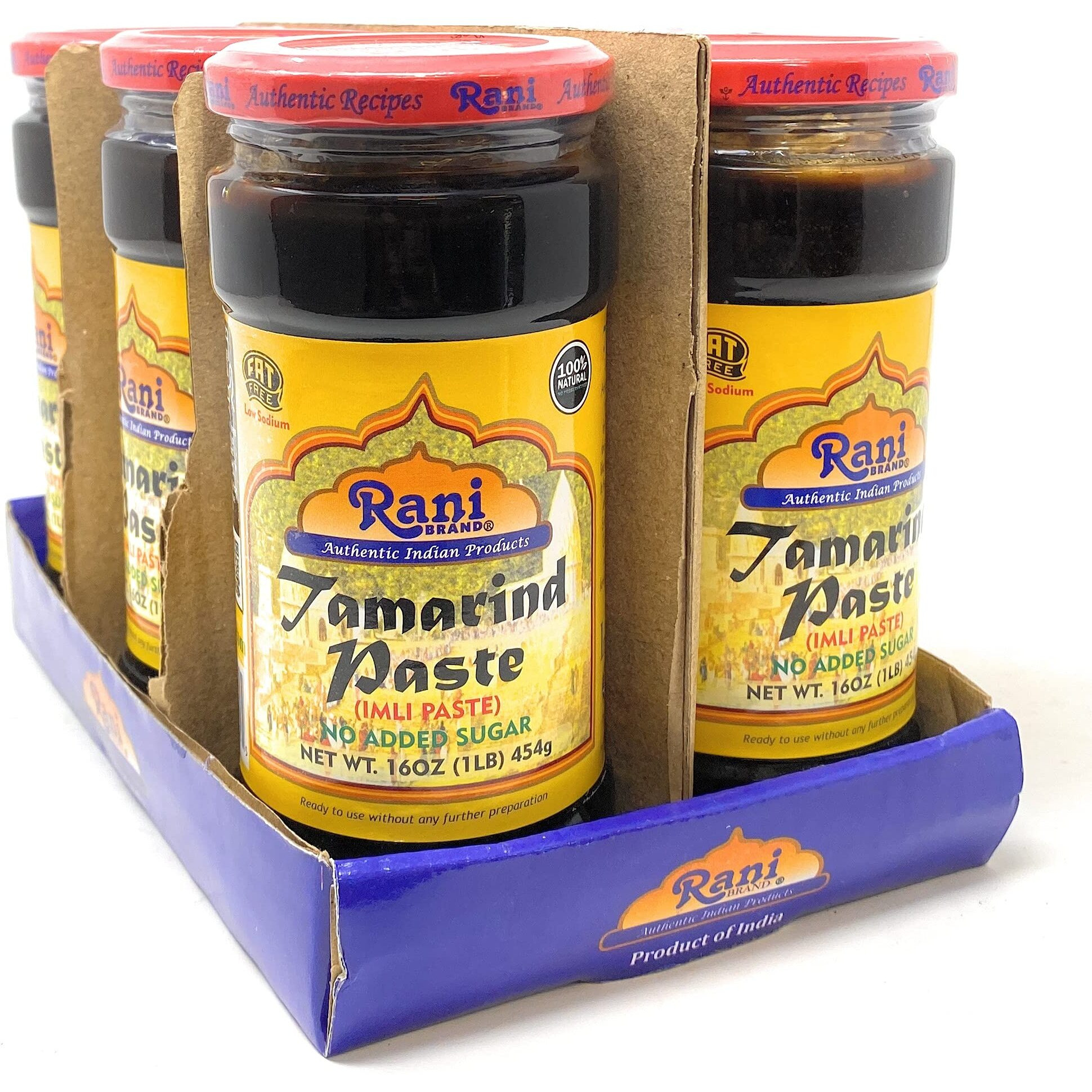 Rani Tamarind Paste Puree (Imli) 16Oz (1Lb) 454G Glass Jar, No Added Sugar, Pack Of 5+1 Free ~ All Natural | Vegan | Gluten Free | No Colors | Non-Gmo | Indian Origin