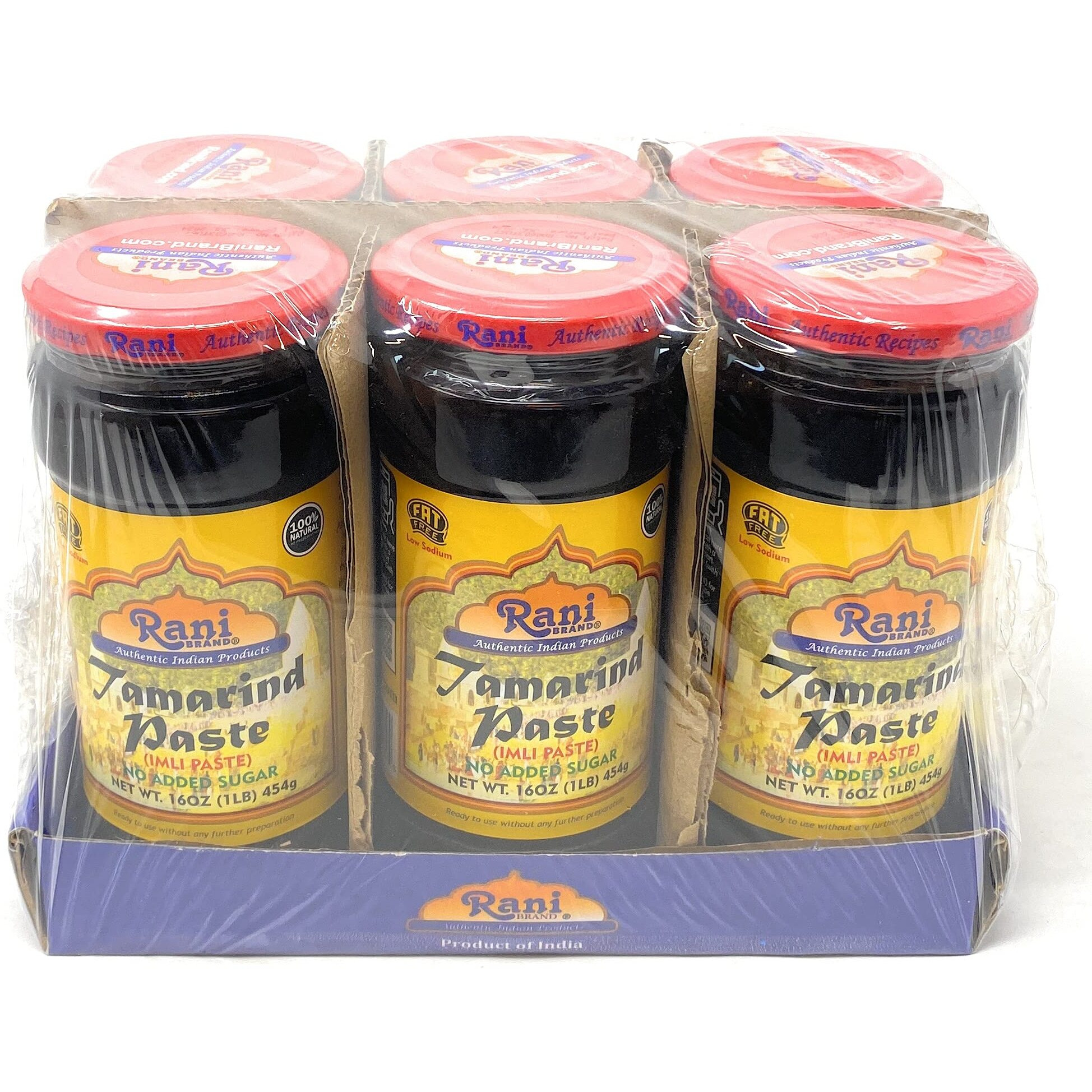 Rani Tamarind Paste Puree (Imli) 16Oz (1Lb) 454G Glass Jar, No Added Sugar, Pack Of 5+1 Free ~ All Natural | Vegan | Gluten Free | No Colors | Non-Gmo | Indian Origin