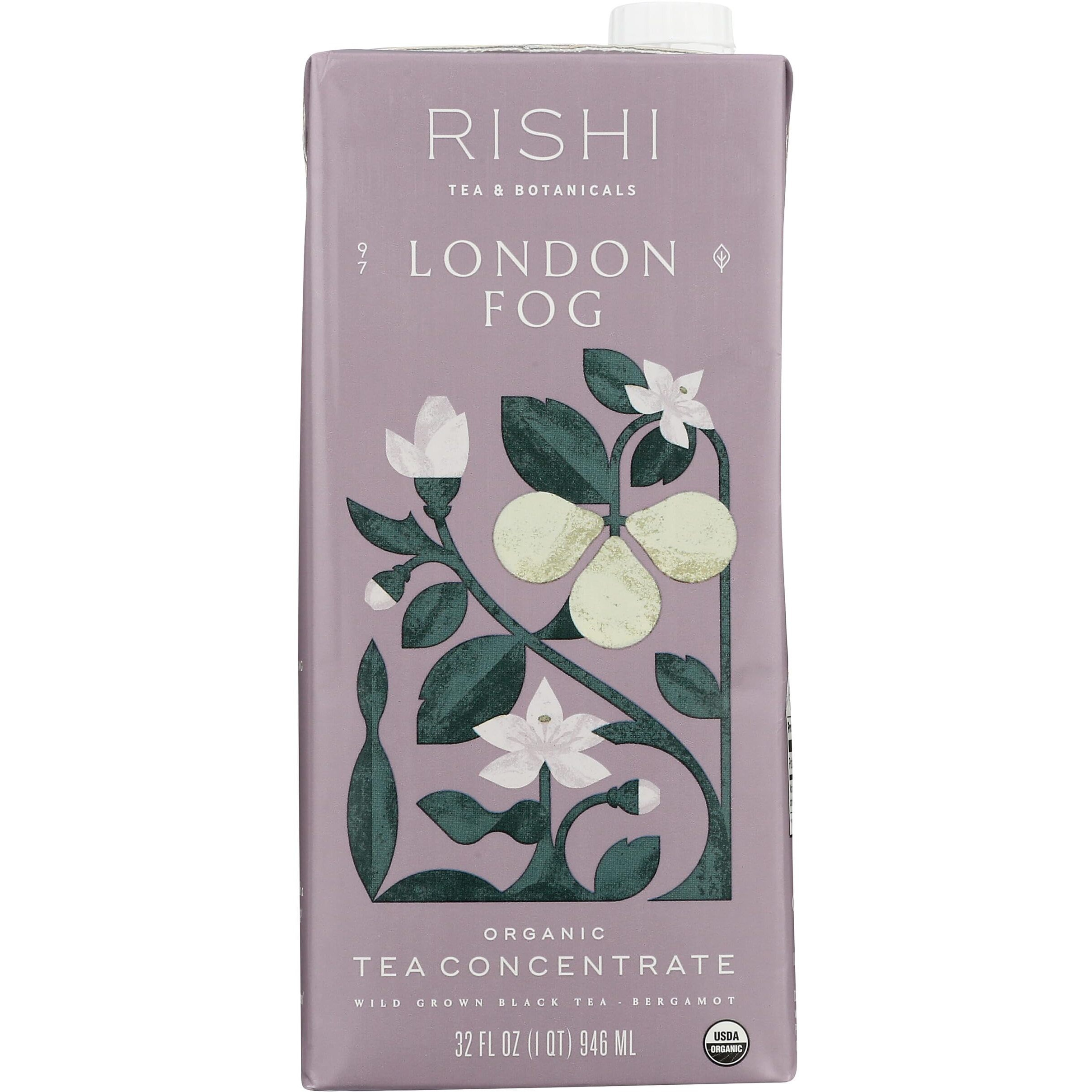 Rishi Tea London Fog Concentrate Beverage - Usda Certified Organic, Black Tea And Bergamot, Energy-Boosting - 32 Fl Oz Carton, 8 Servings