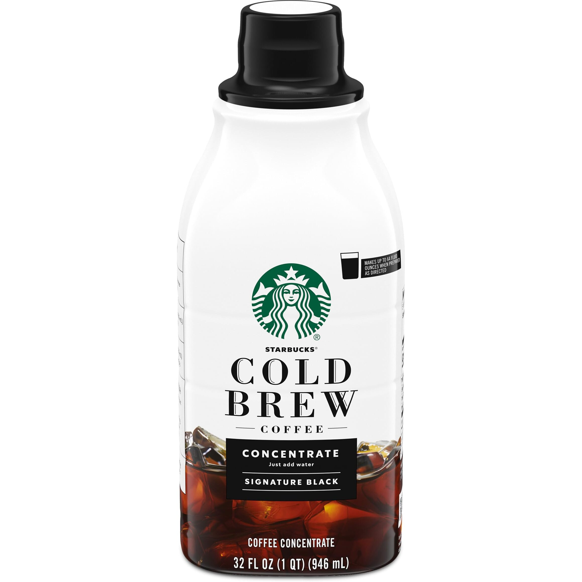 Starbucks Cold Brew Coffee Concentrate, Signature Black, 100% Arabica, Multi-Serve Bottle (32 Fl Oz)