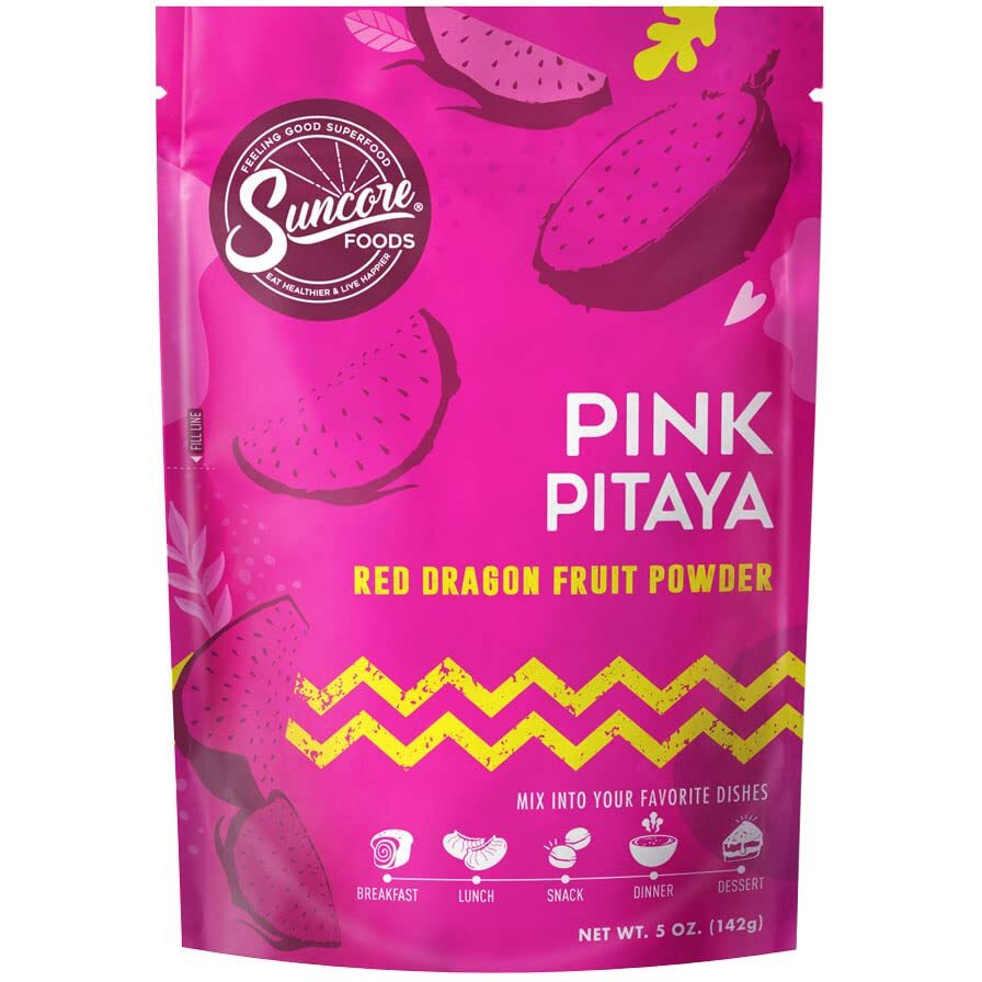 Suncore Foods Pink Pitaya Powder, Pink Food Coloring Powder, Gluten-Free, Non-Gmo, 5Oz (1 Pack)