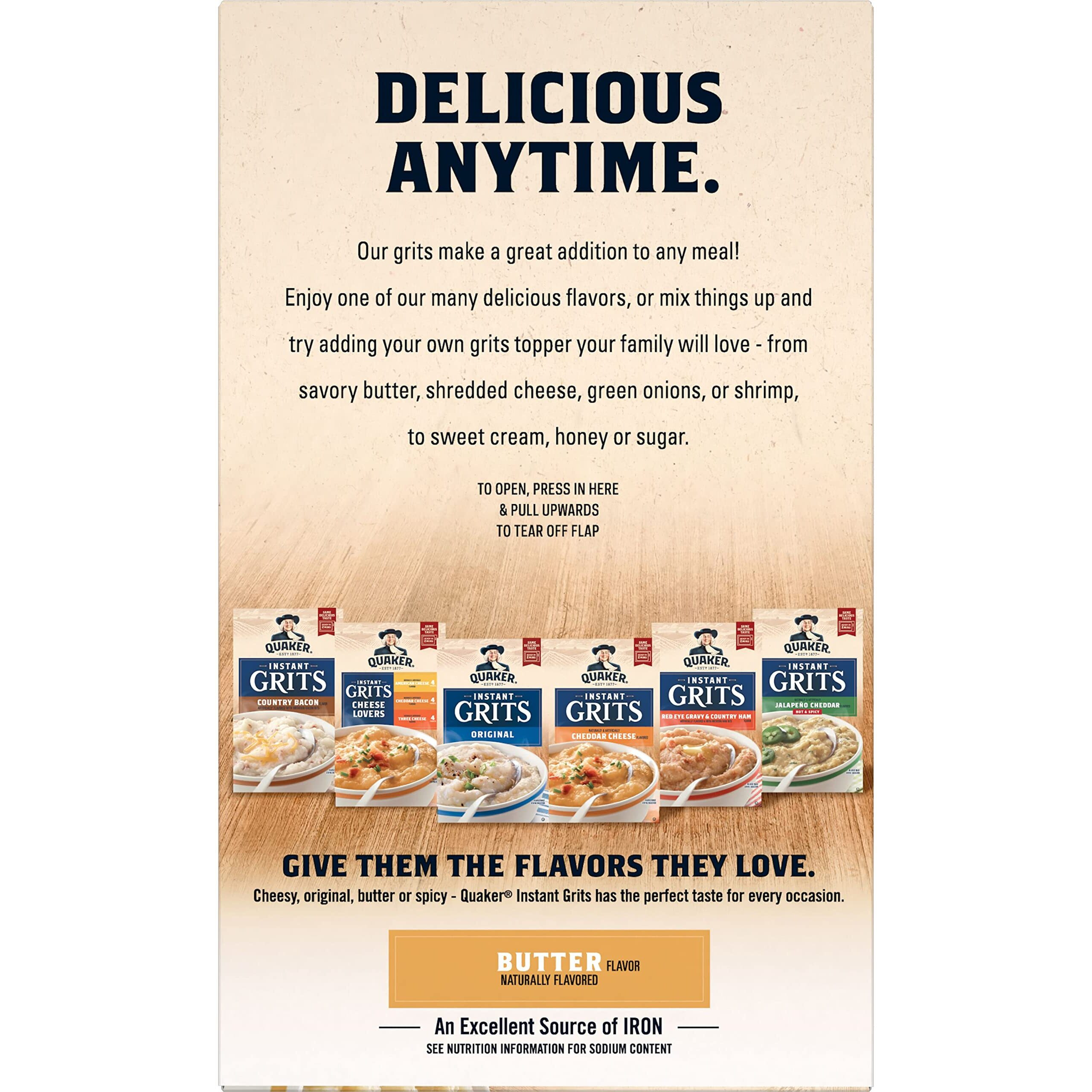 Quaker Instant Grits, Butter, 0.98Oz Packets, (10 Pack)