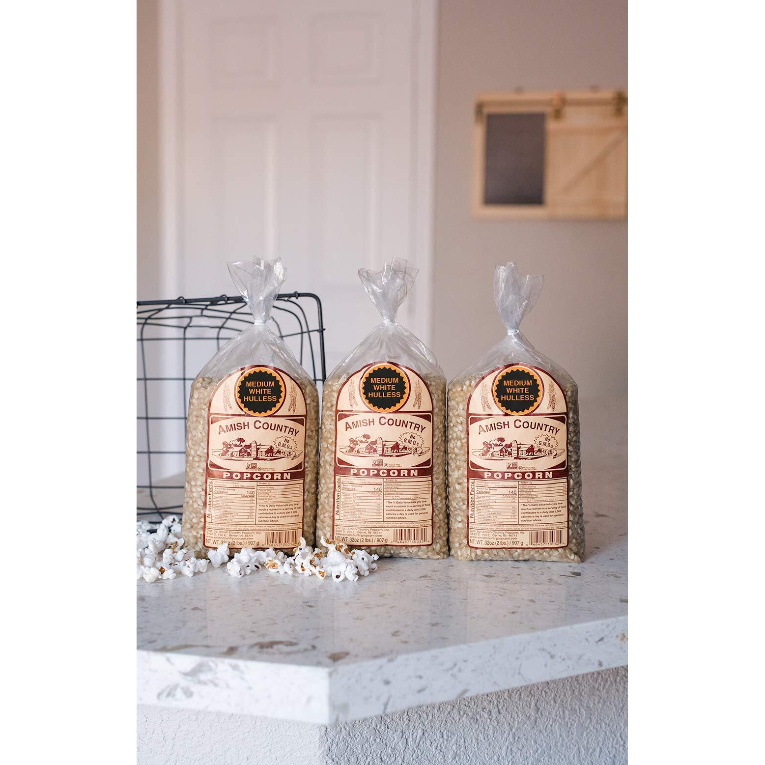 Amish Country Popcorn | 3-2 Lb Bags | Medium White Popcorn Kernels | Old Fashioned, Non-Gmo And Gluten Free (3-2 Lb Bags)