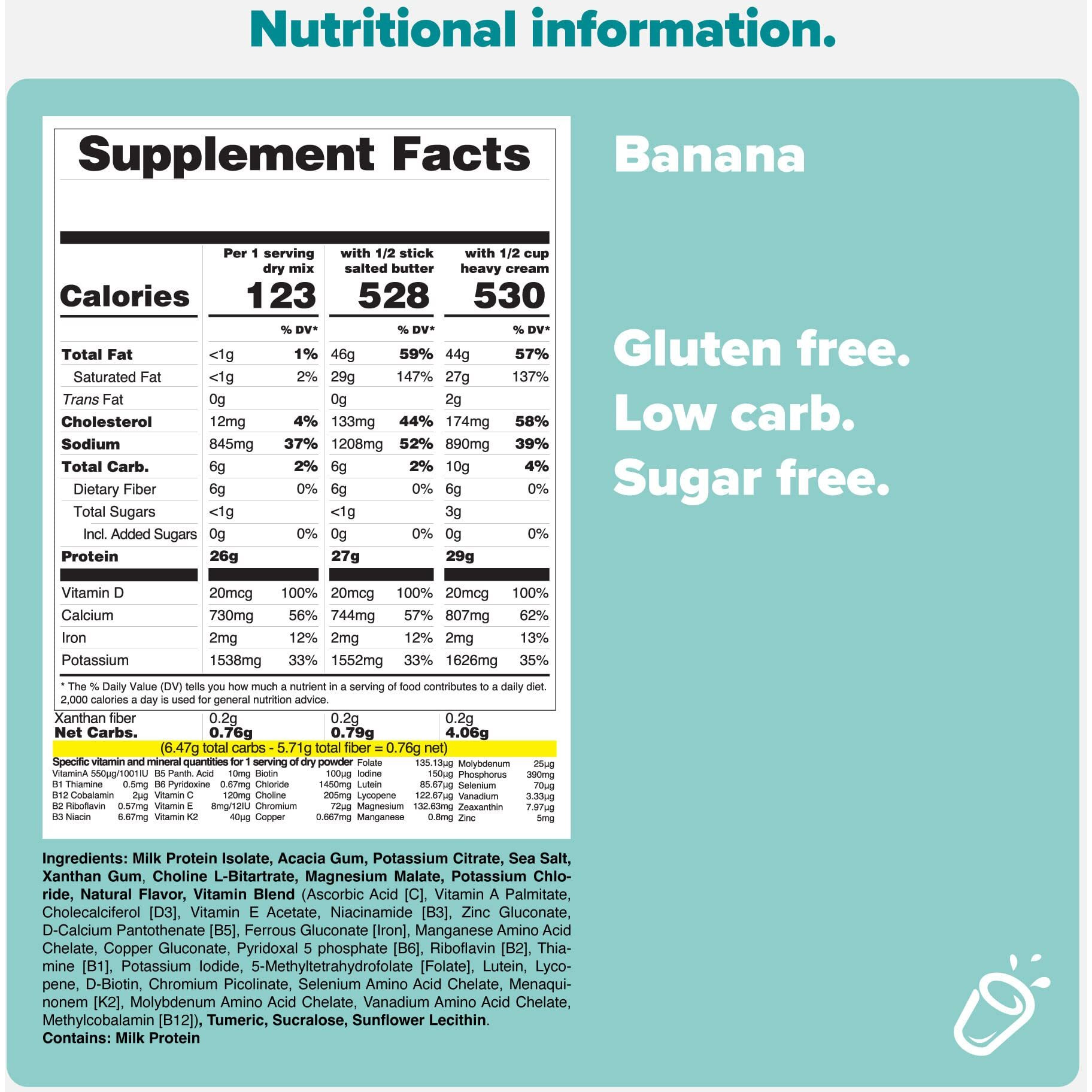 Keto Chow Banana | Keto Meal Replacement Shake | Nutritionally Complete | Low Carb | Delicious Easy Meal Substitute | You Choose The Fat | 21 Meal Bulk Pack