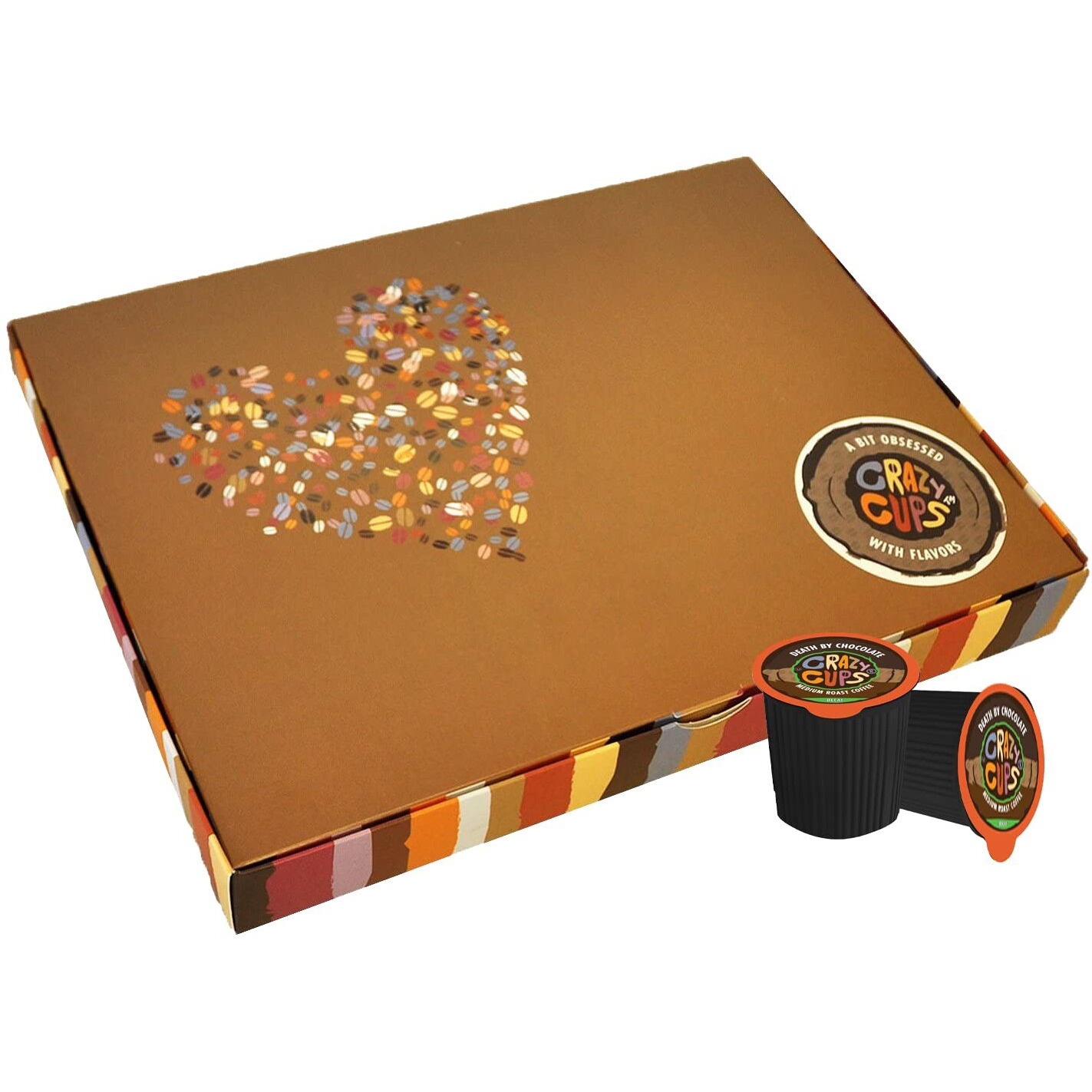 Crazy Cups Deluxe Holiday Decaf Flavored Coffee Gift Box, Assorted Flavored Decaf Coffee For Keurig K-Cups Machines, Medium Roast Coffee In Recyclable Pods, 30 Count