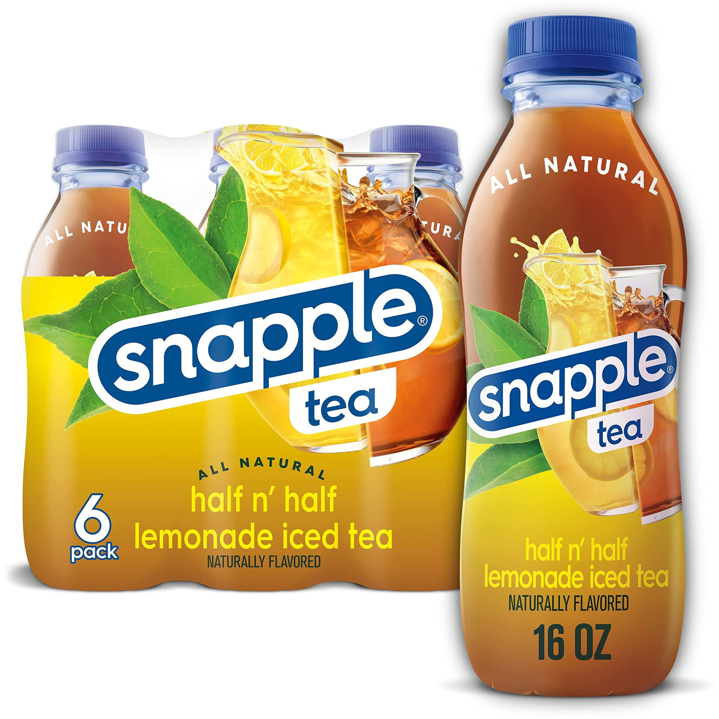 Snapple Half 'N Half, 16 Fl Oz Recycled Plastic Bottle, 6 Pack