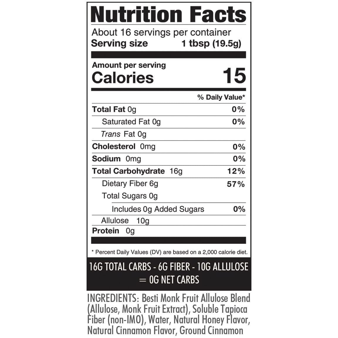 Wholesome Yum Cinnamon Zero Sugar Honey Substitute (Keto Honey) - Natural Sugar Free Honey Alternative With Monk Fruit & Allulose - 0 Net Carbs, Non-Gmo, Gluten Free, No Aftertaste (11 Oz)